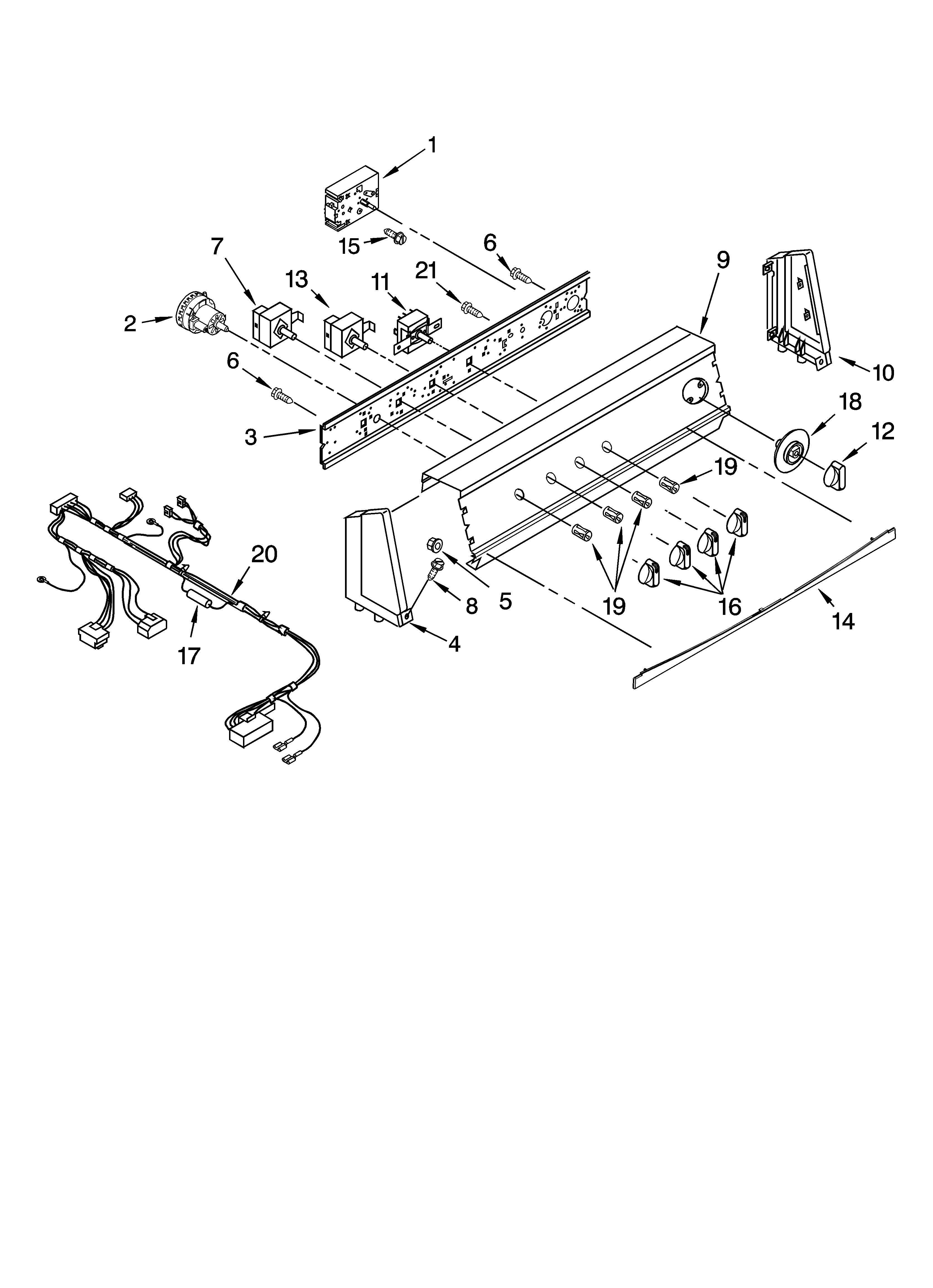 KitchenAid KAWS750LQ3 control panel parts diagram