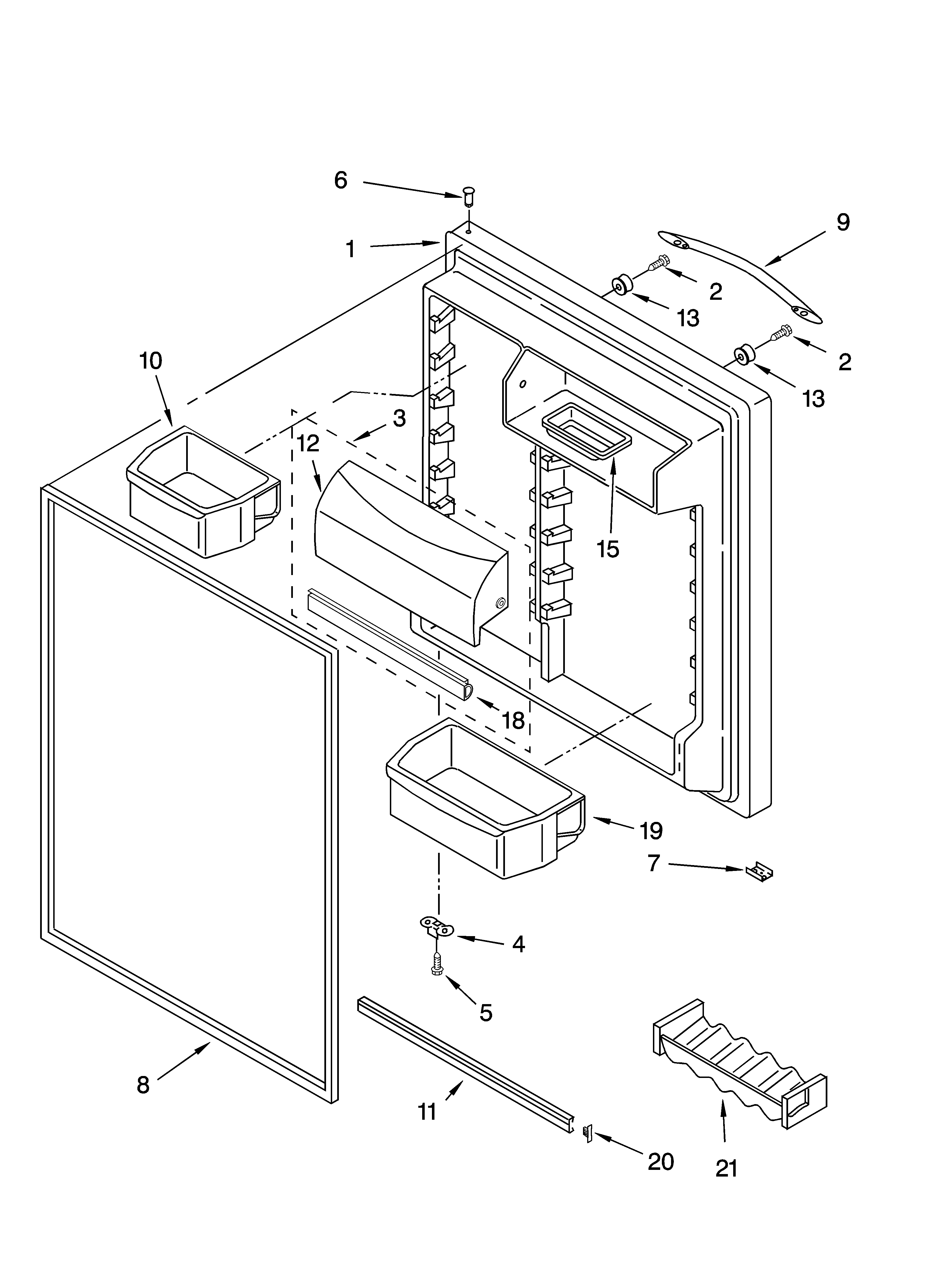 KitchenAid KTLA22EMSS02 refrigerator door parts diagram