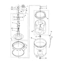 Whirlpool LSC9000PW1 agitator, basket and tub parts diagram