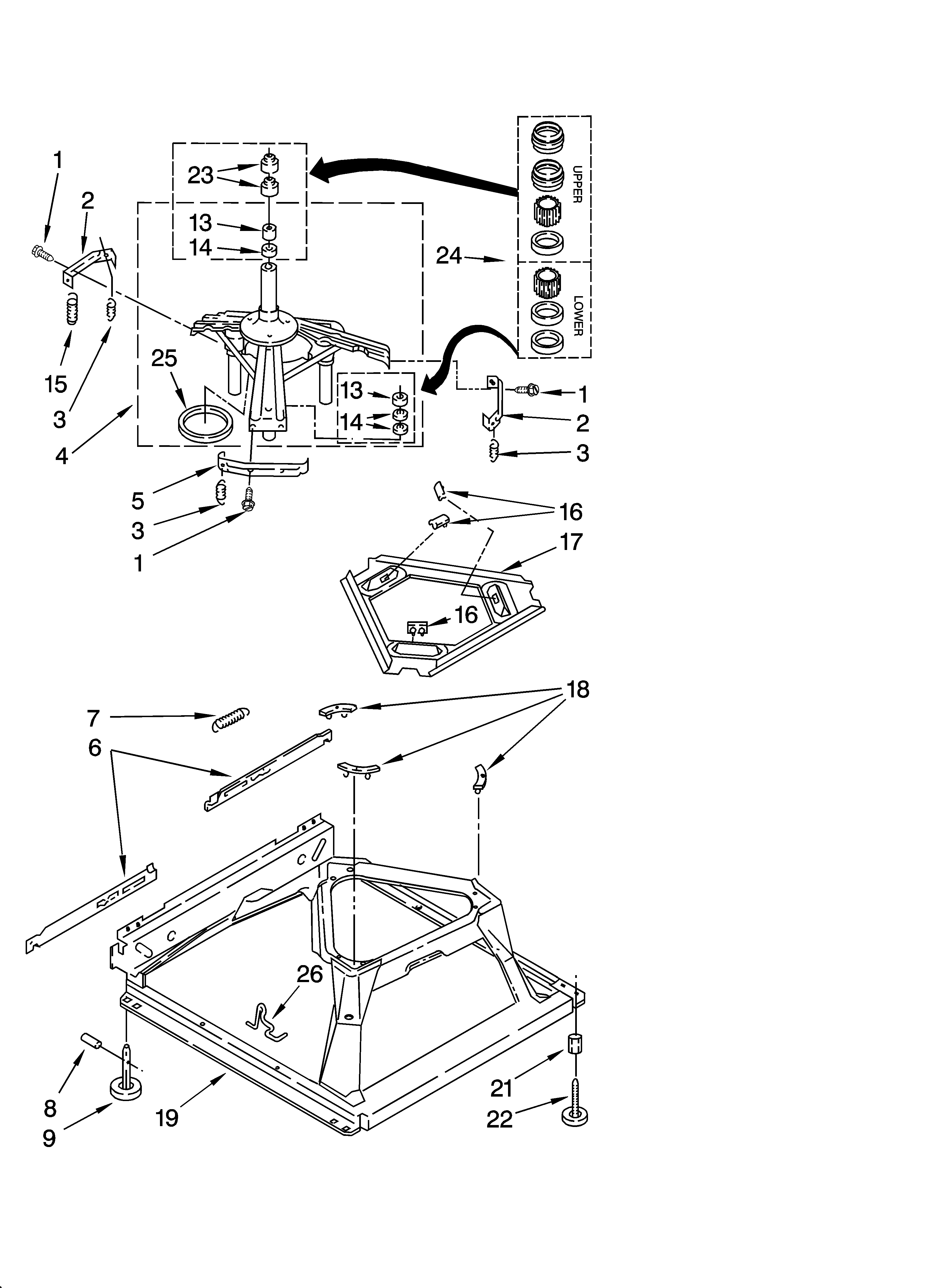 Whirlpool LSN1000PQ2 machine base parts diagram