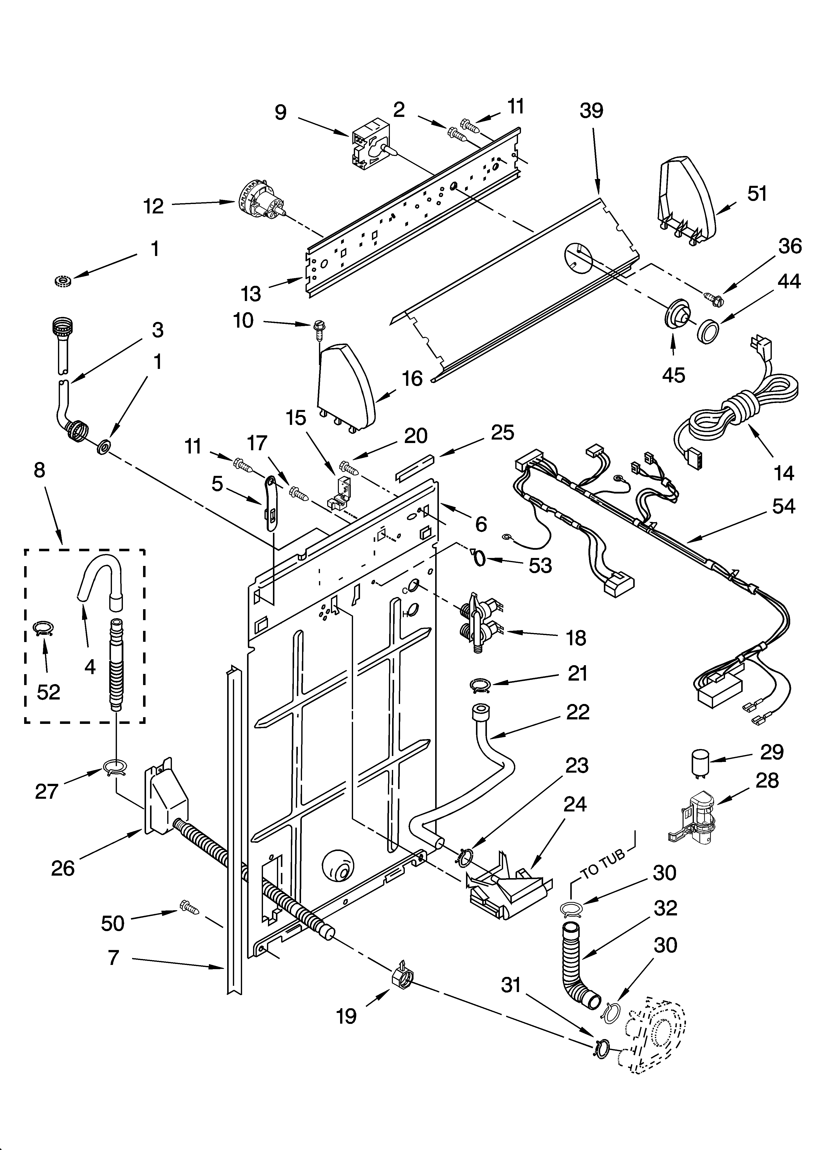 Estate TAWB300RW0 control and rear panel parts diagram