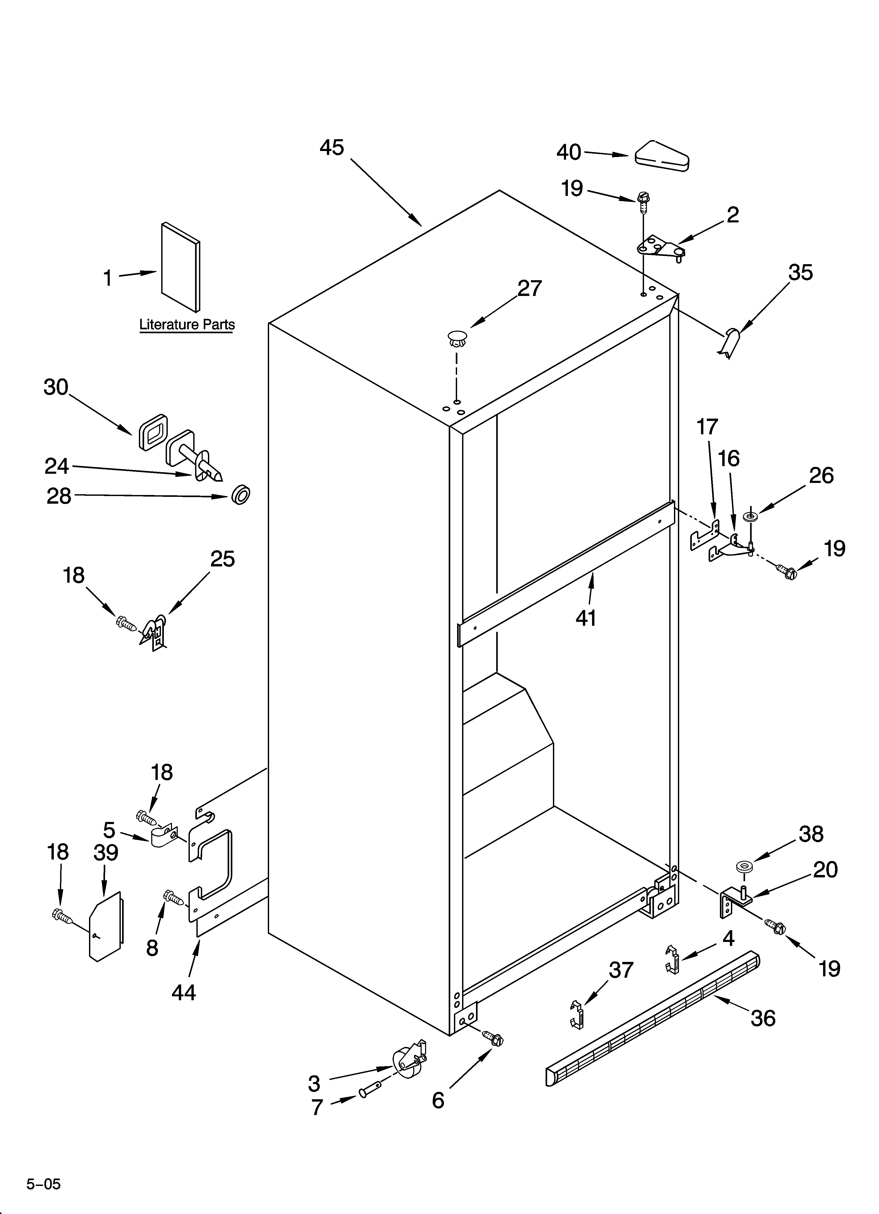 Whirlpool 8VET0WPKKQ04 cabinet parts diagram