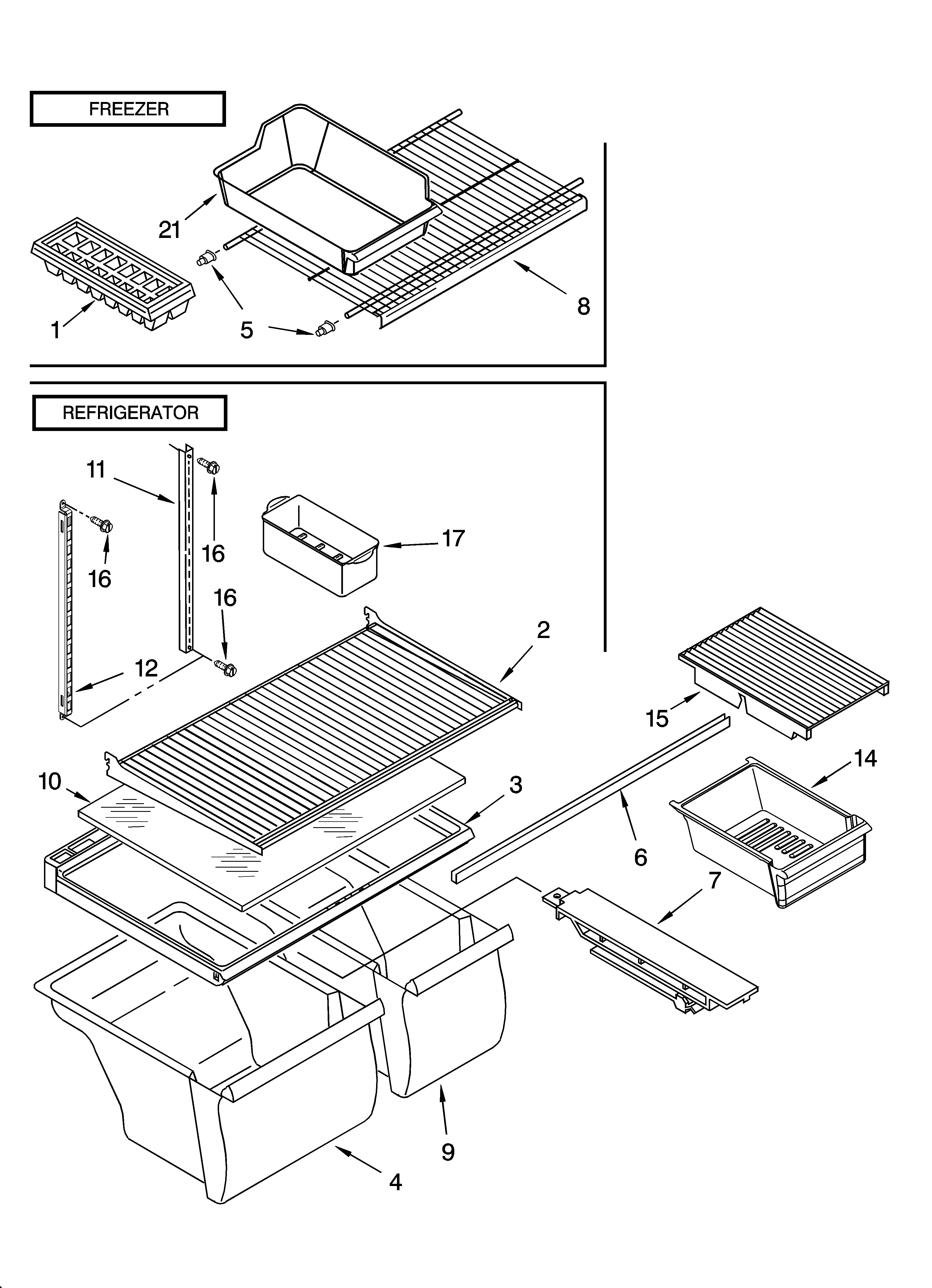 Whirlpool 8VET0WPKKQ04 shelf parts, optional parts diagram