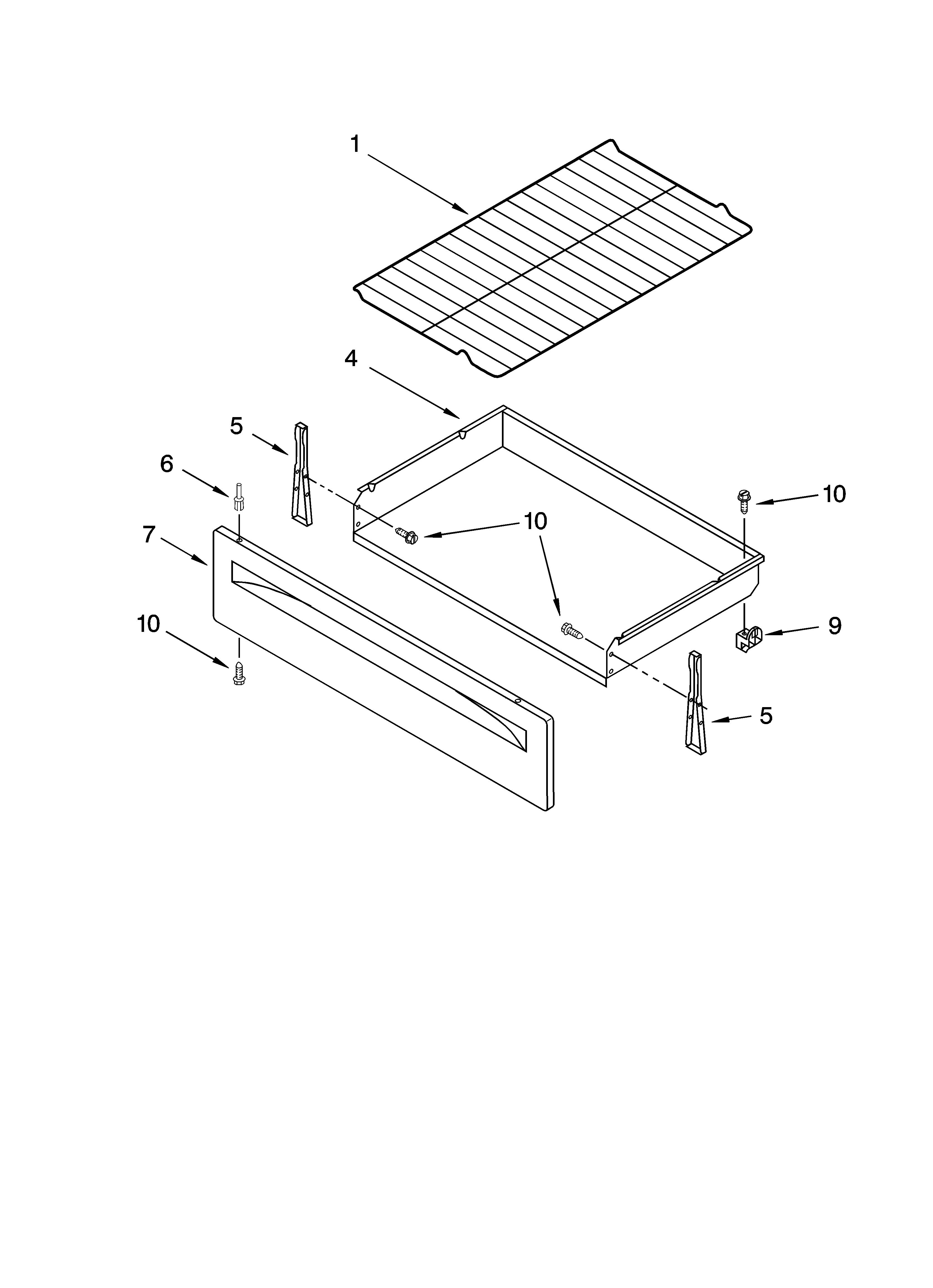 Roper FES326RD0 drawer & broiler parts diagram