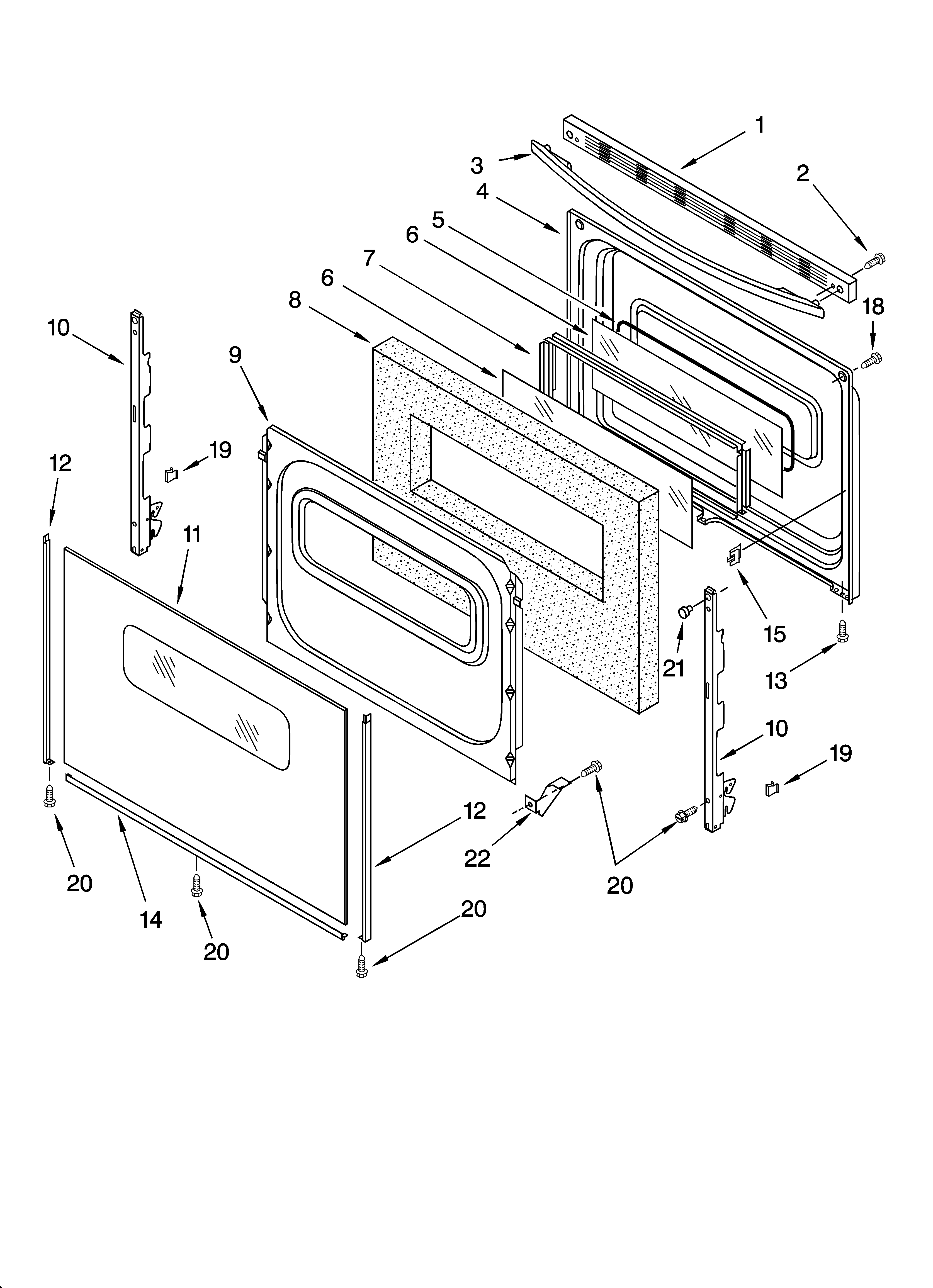 Roper FES326RD0 door parts, optional parts diagram