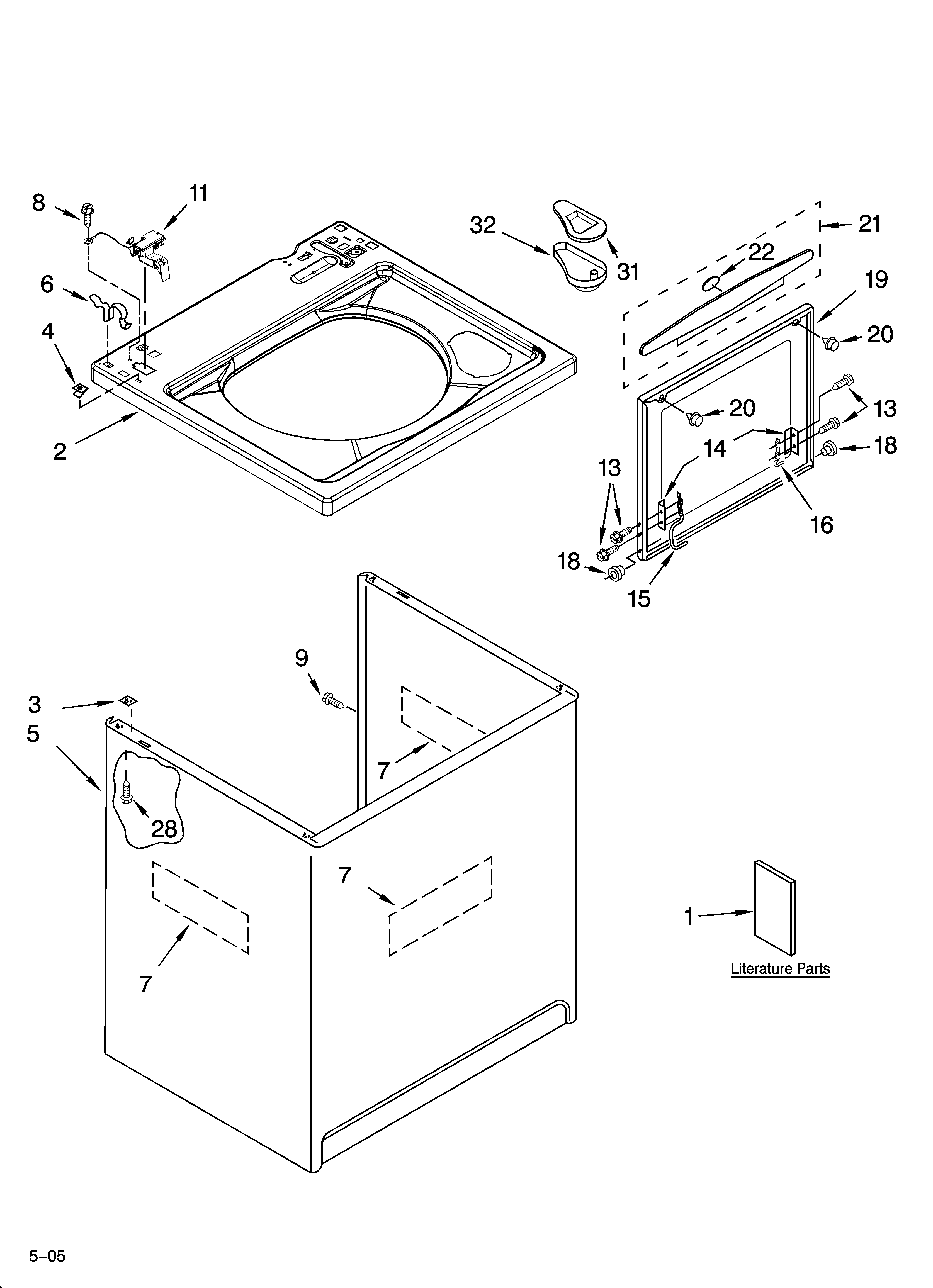 Whirlpool GST9679PW2 top and cabinet parts diagram