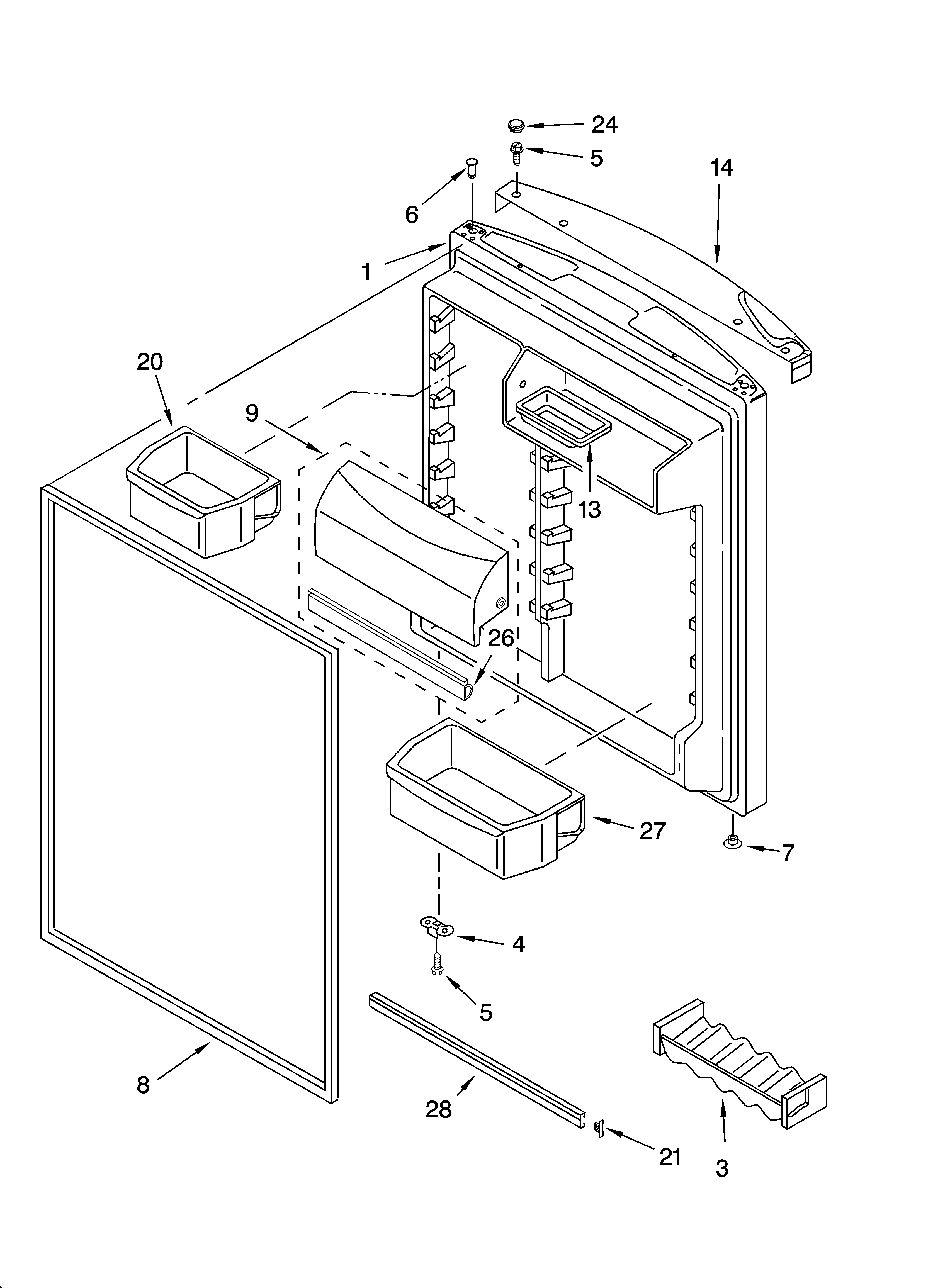 KitchenAid KTRC19KMWH02 refrigerator door parts diagram