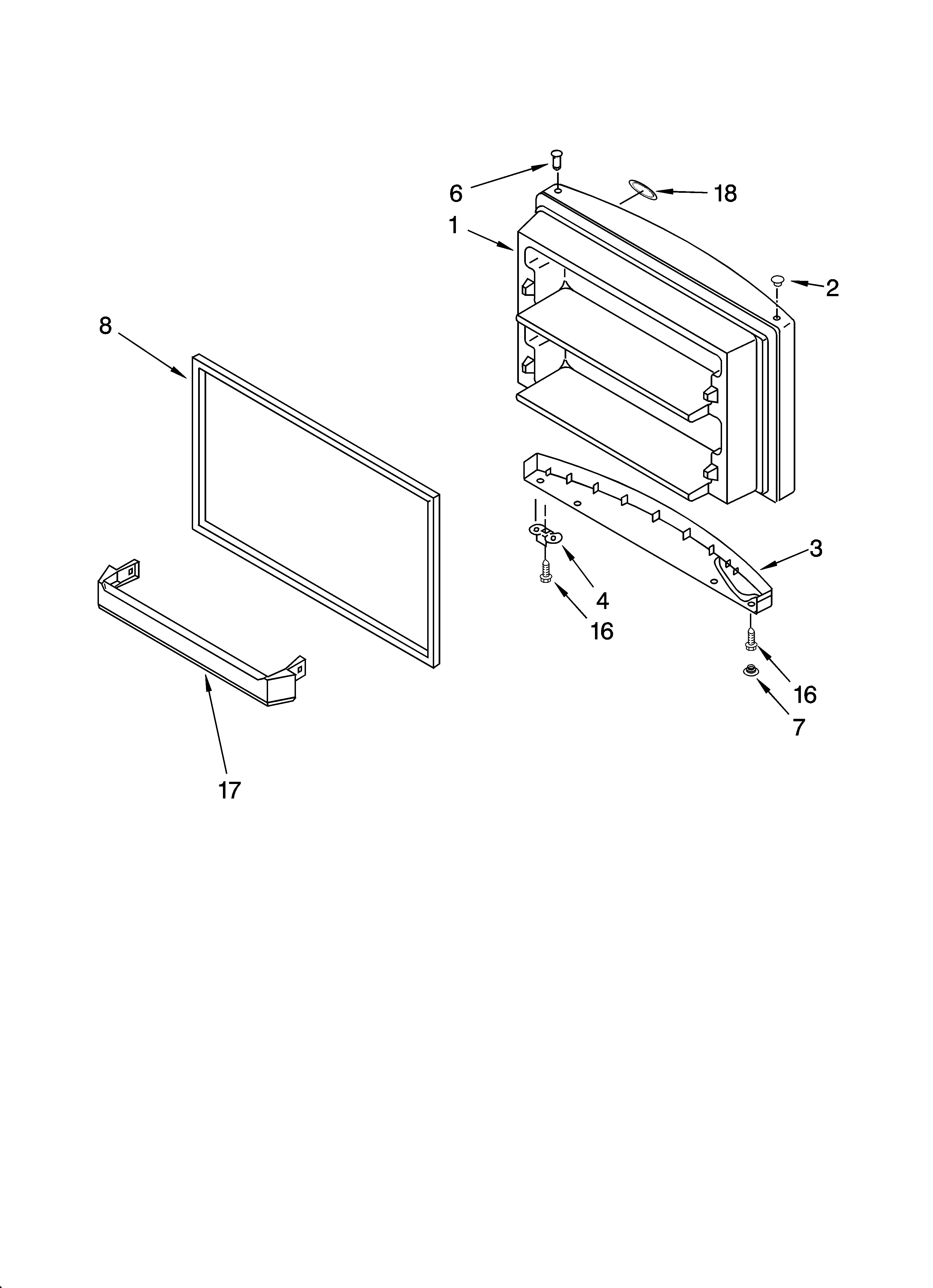 KitchenAid KTRC19KMWH02 freezer door parts, optional parts diagram