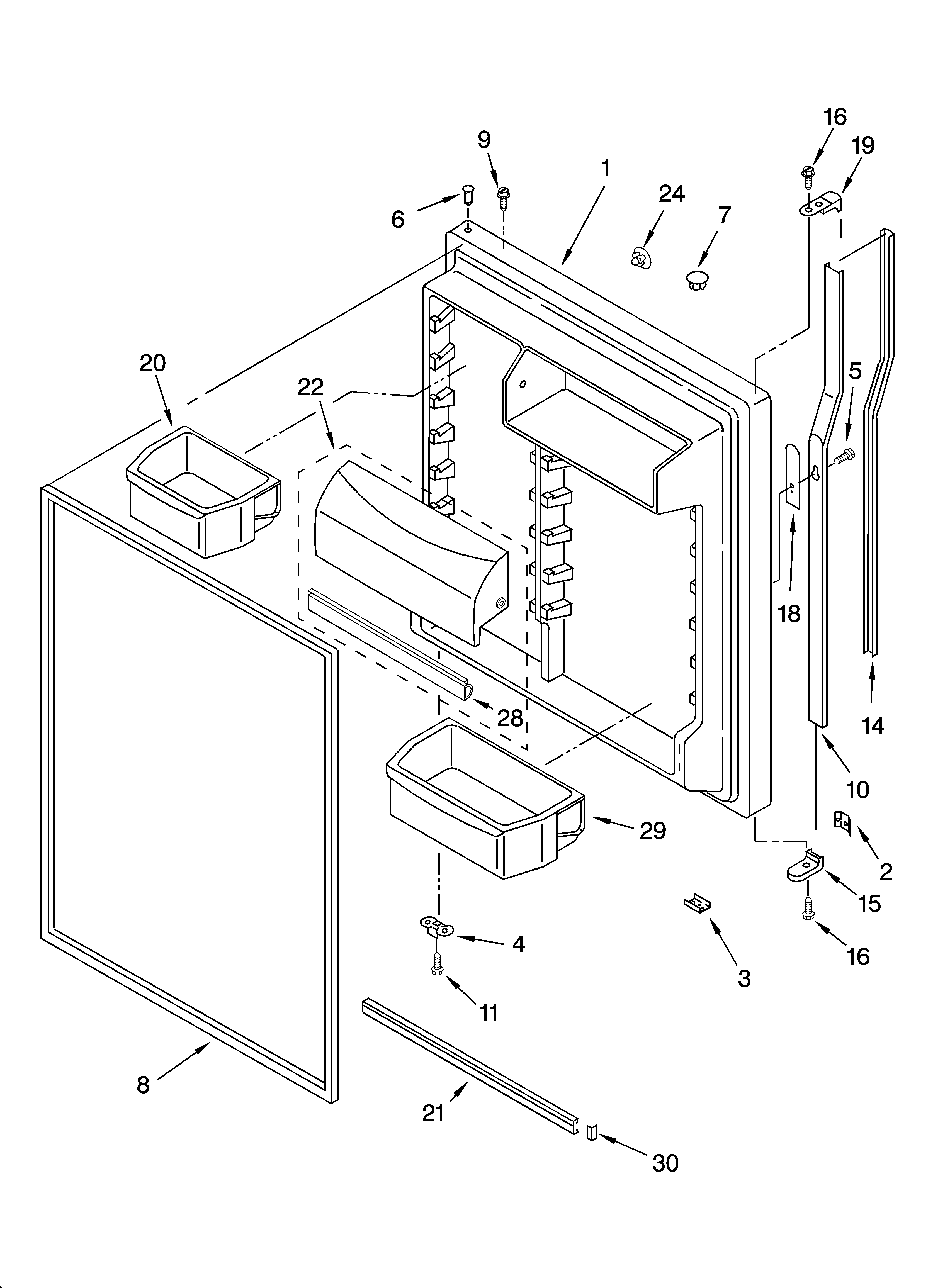 KitchenAid KTRP22EMWH02 refrigerator door parts diagram