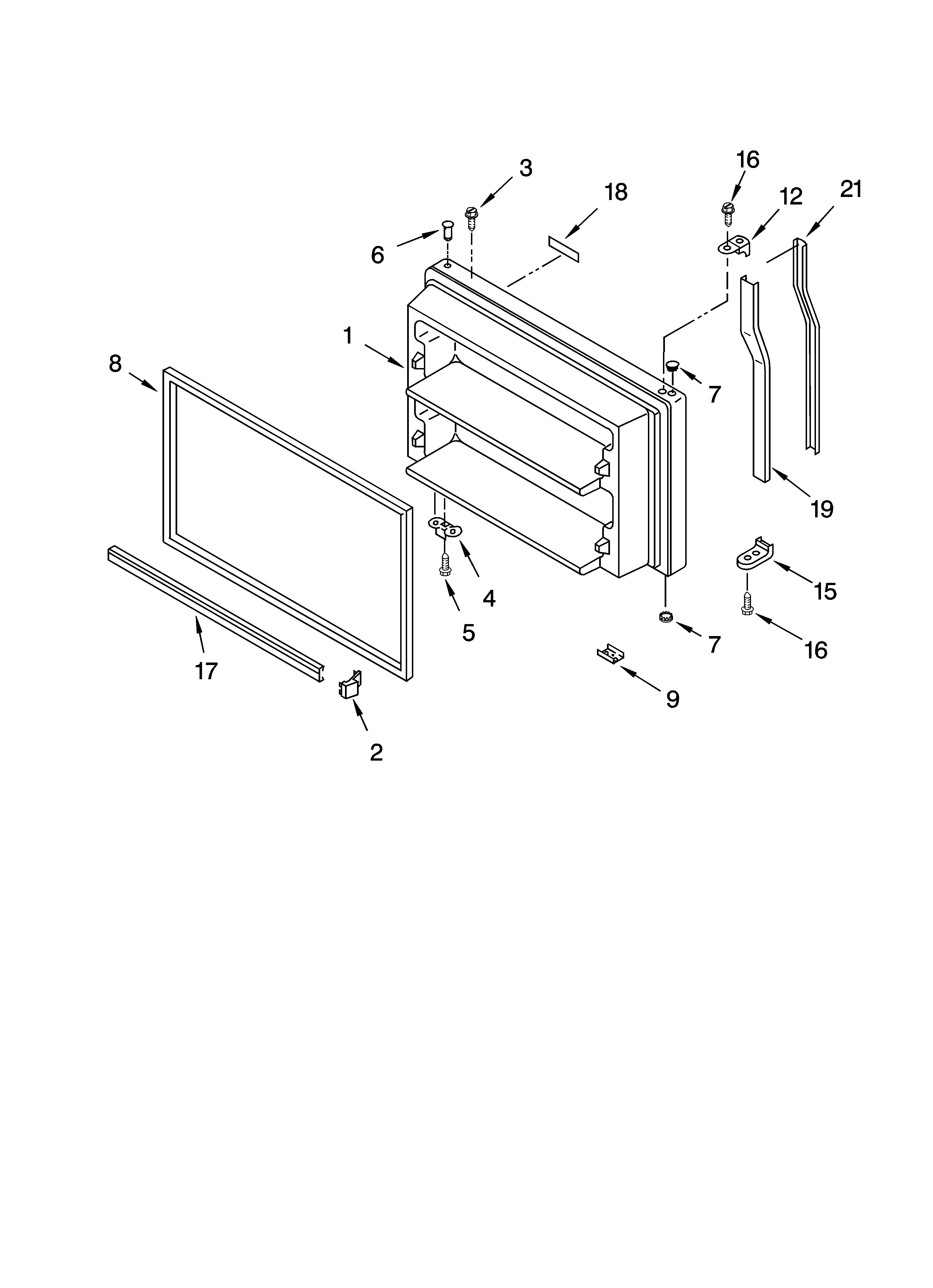 KitchenAid KTRP22EMWH02 freezer door parts diagram