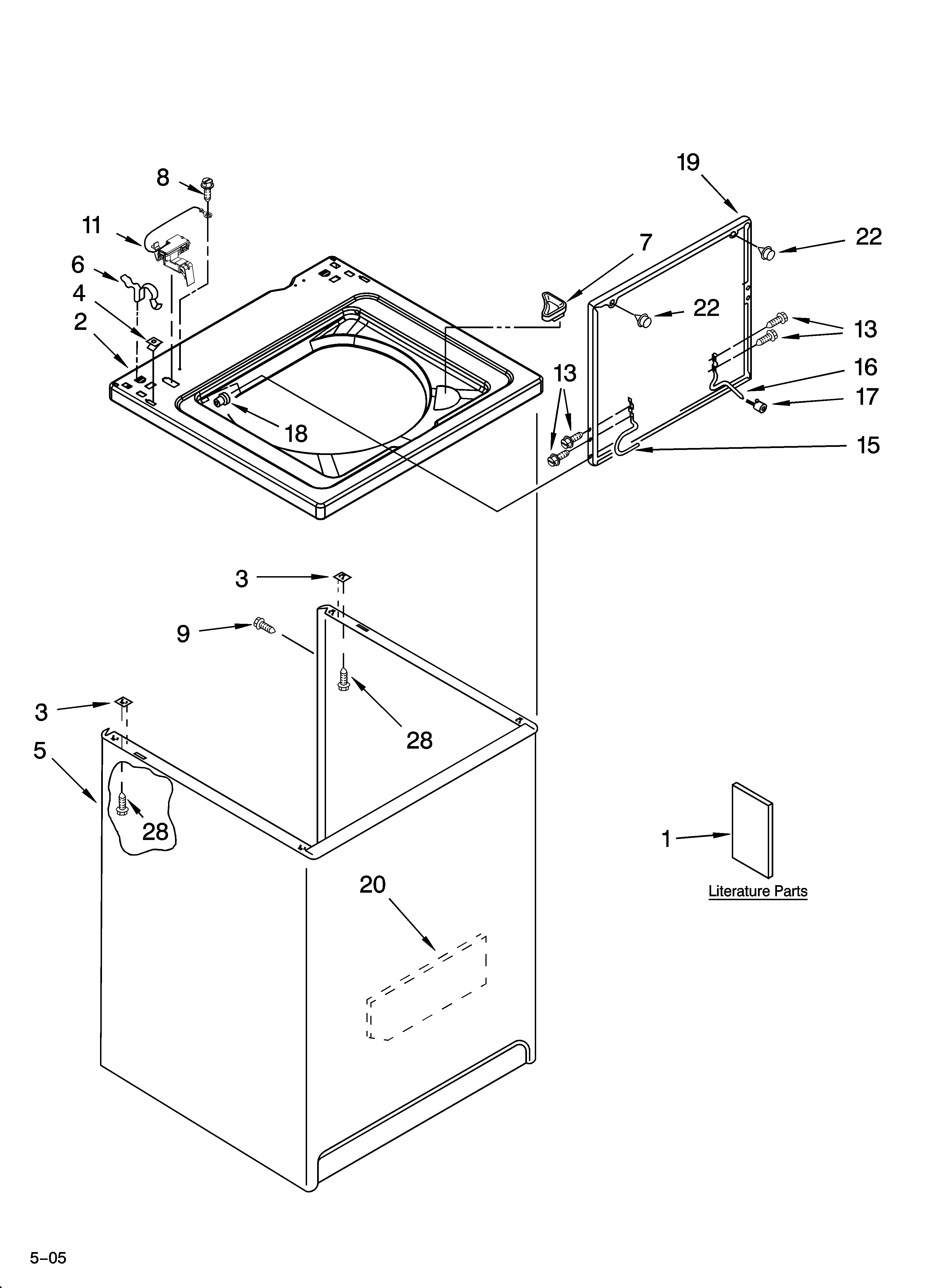 Whirlpool LSQ9200PT1 top and cabinet parts diagram