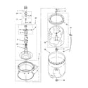 Whirlpool LSQ9659PG3 agitator, basket and tub parts diagram