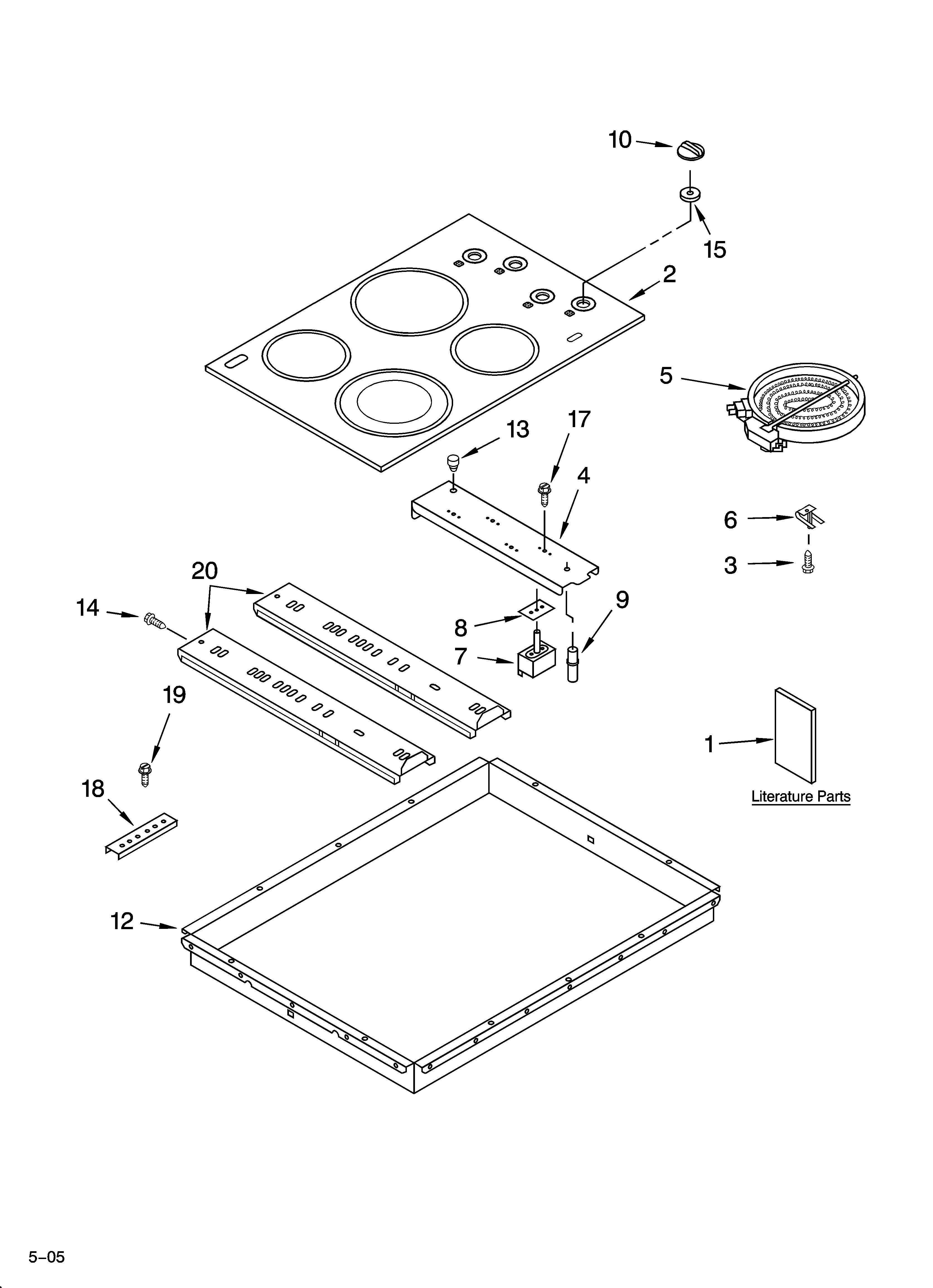 Whirlpool RCC3024LB02 cooktop parts, optional parts diagram