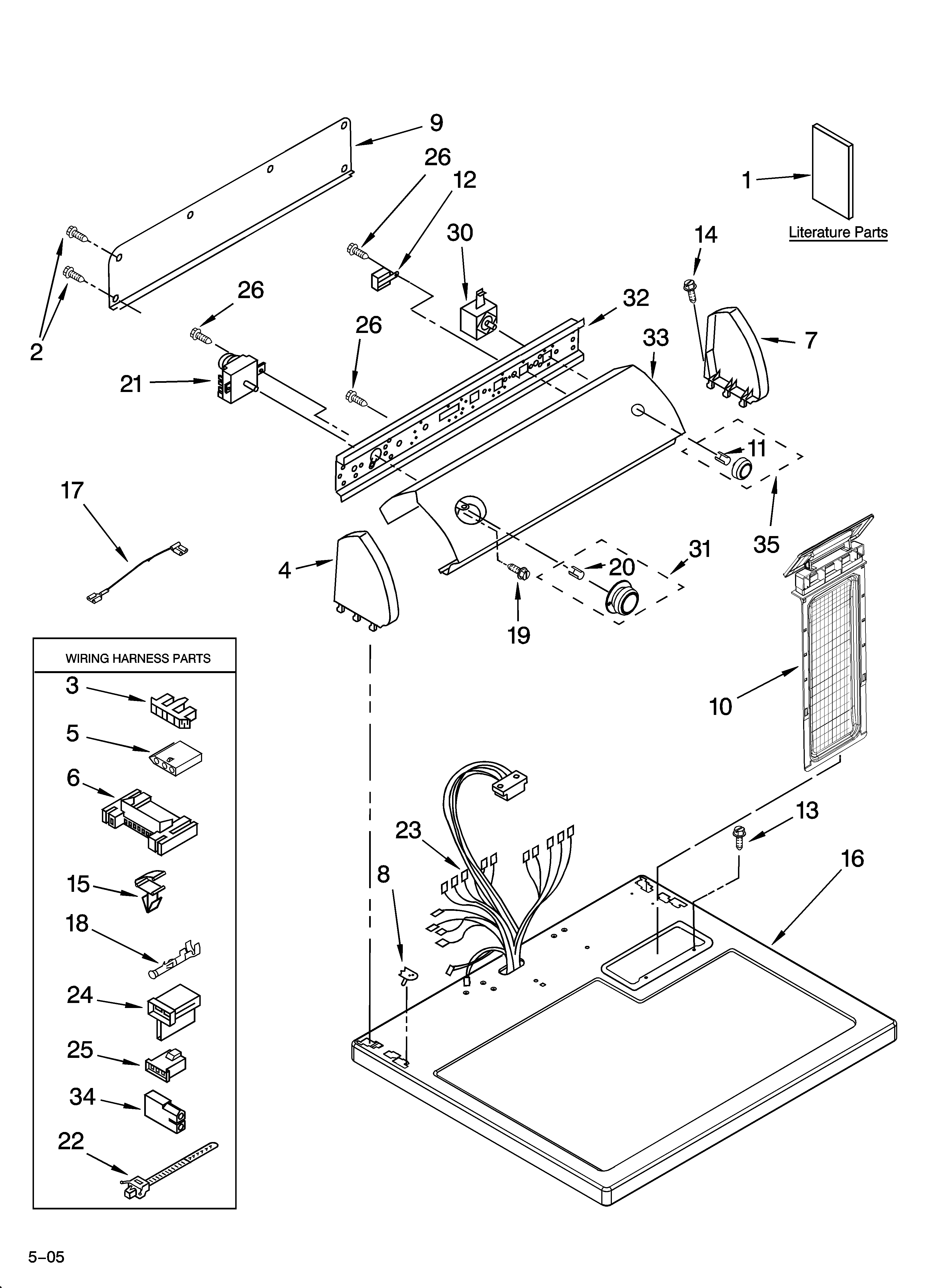Estate TGDX540RQ0 top and console parts diagram