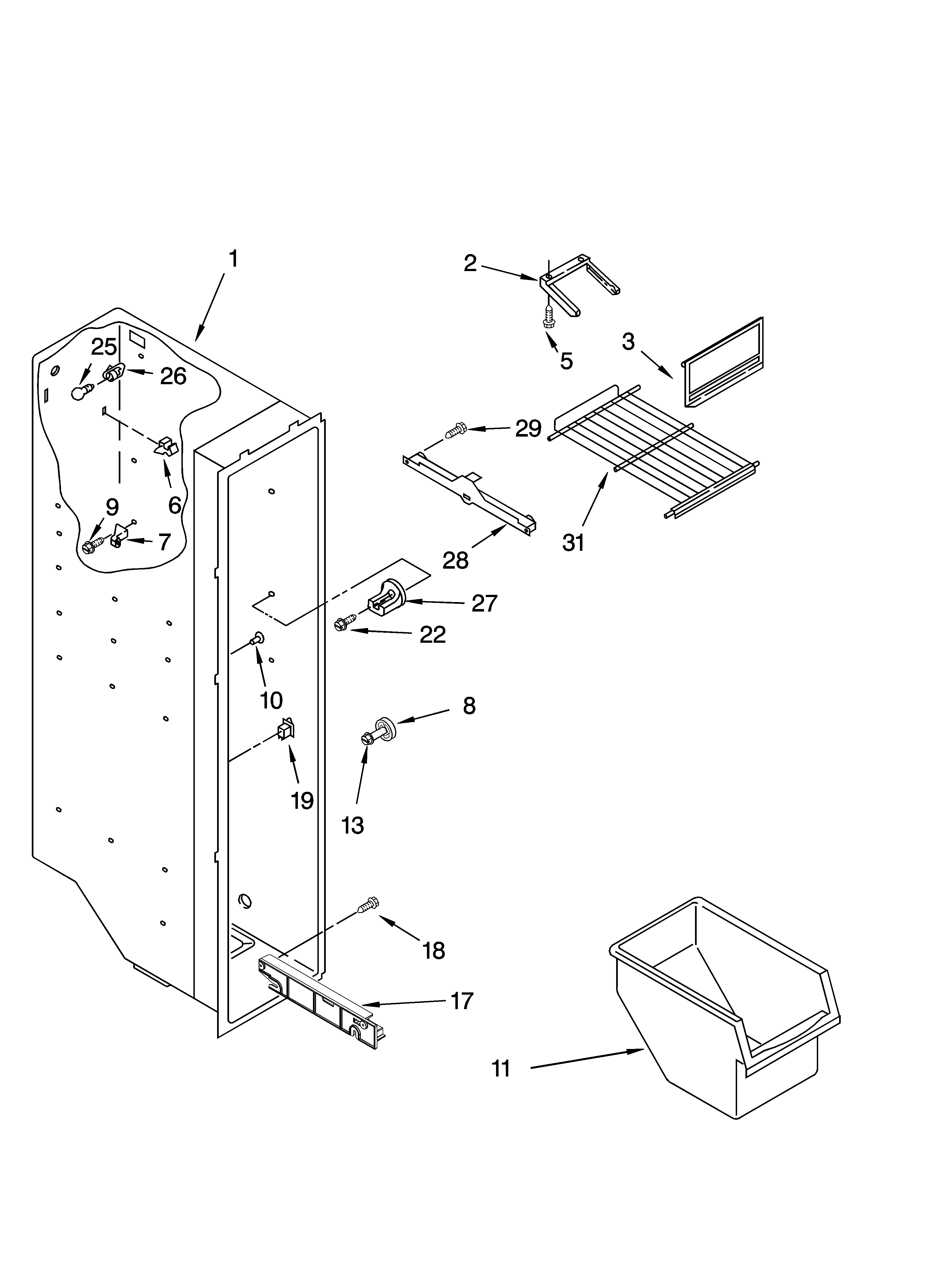 Whirlpool ED2NHGXRL00 freezer liner parts diagram
