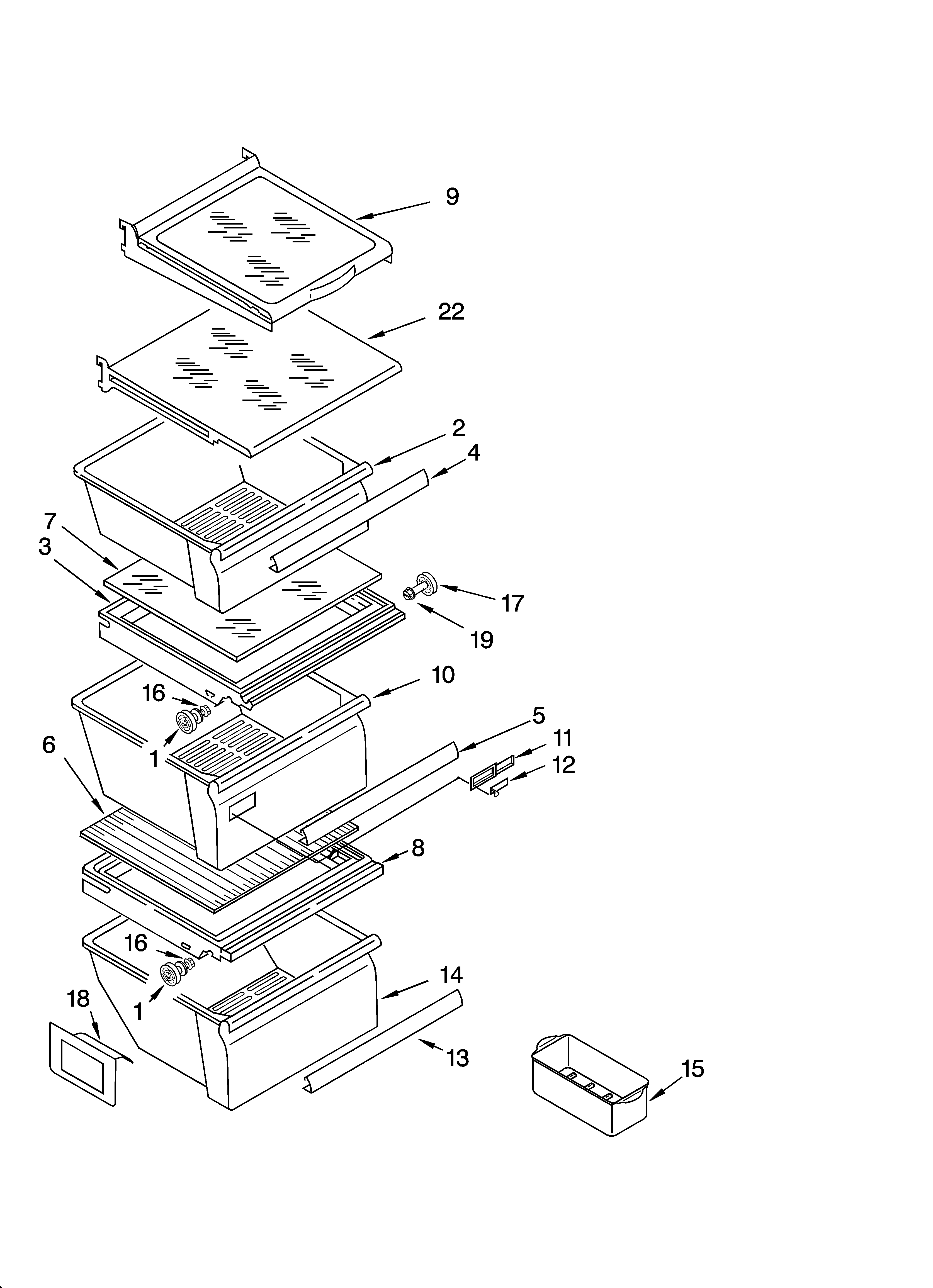 Whirlpool ED5CHQXKQ04 refrigerator shelf parts diagram