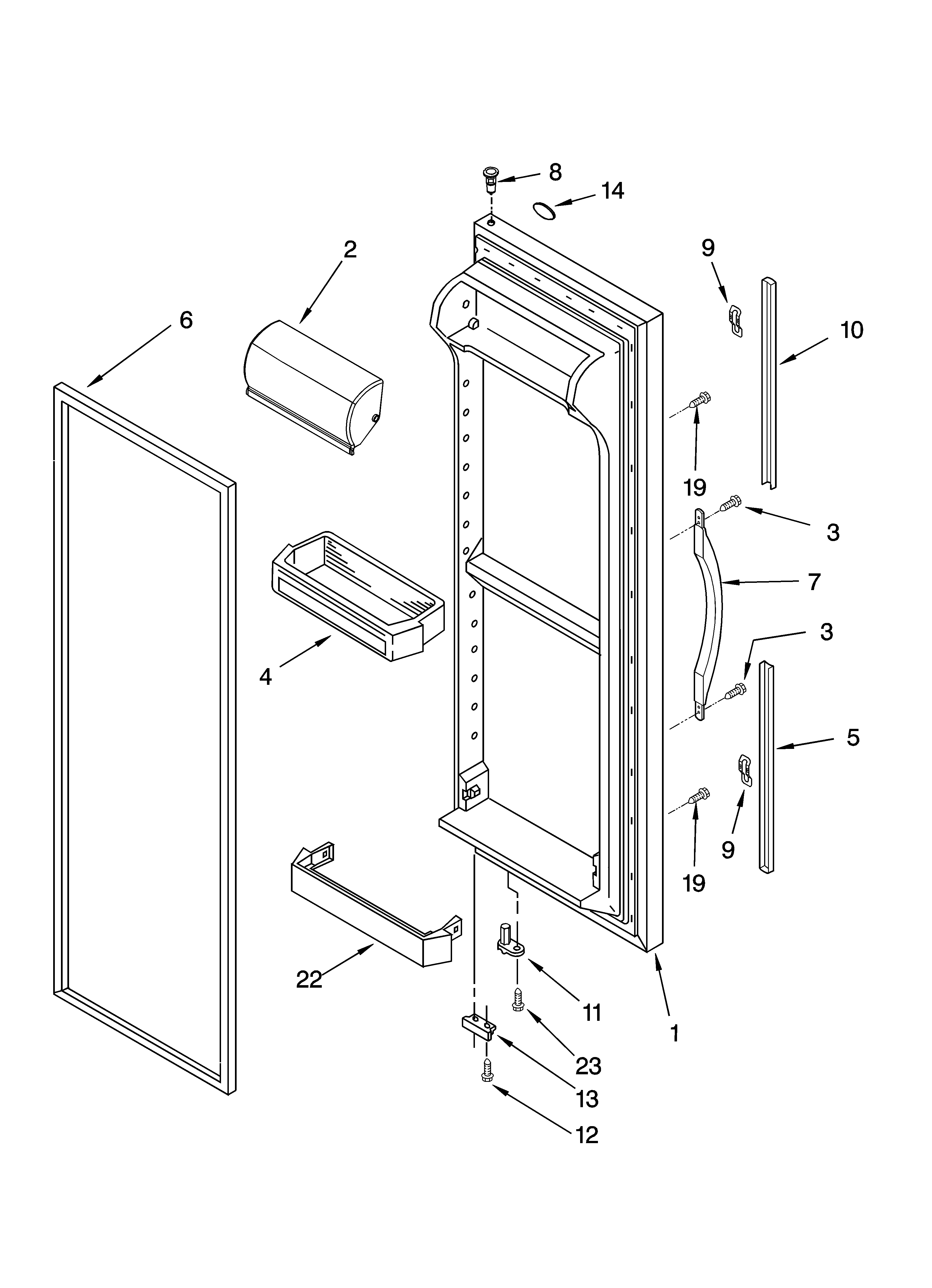 Whirlpool ED5RHEXNL01 refrigerator door parts diagram