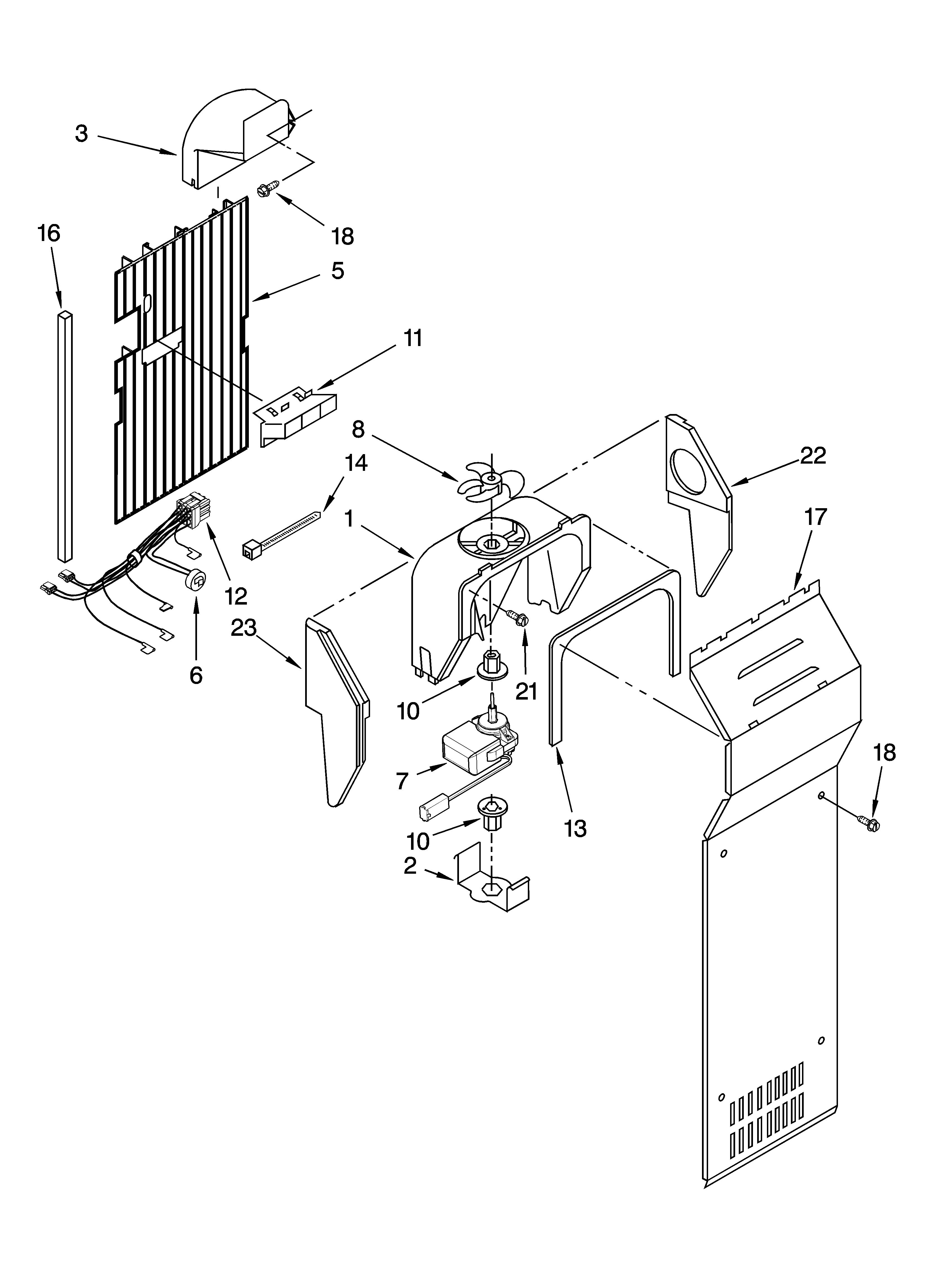 Whirlpool ED5RHEXNL01 air flow parts diagram