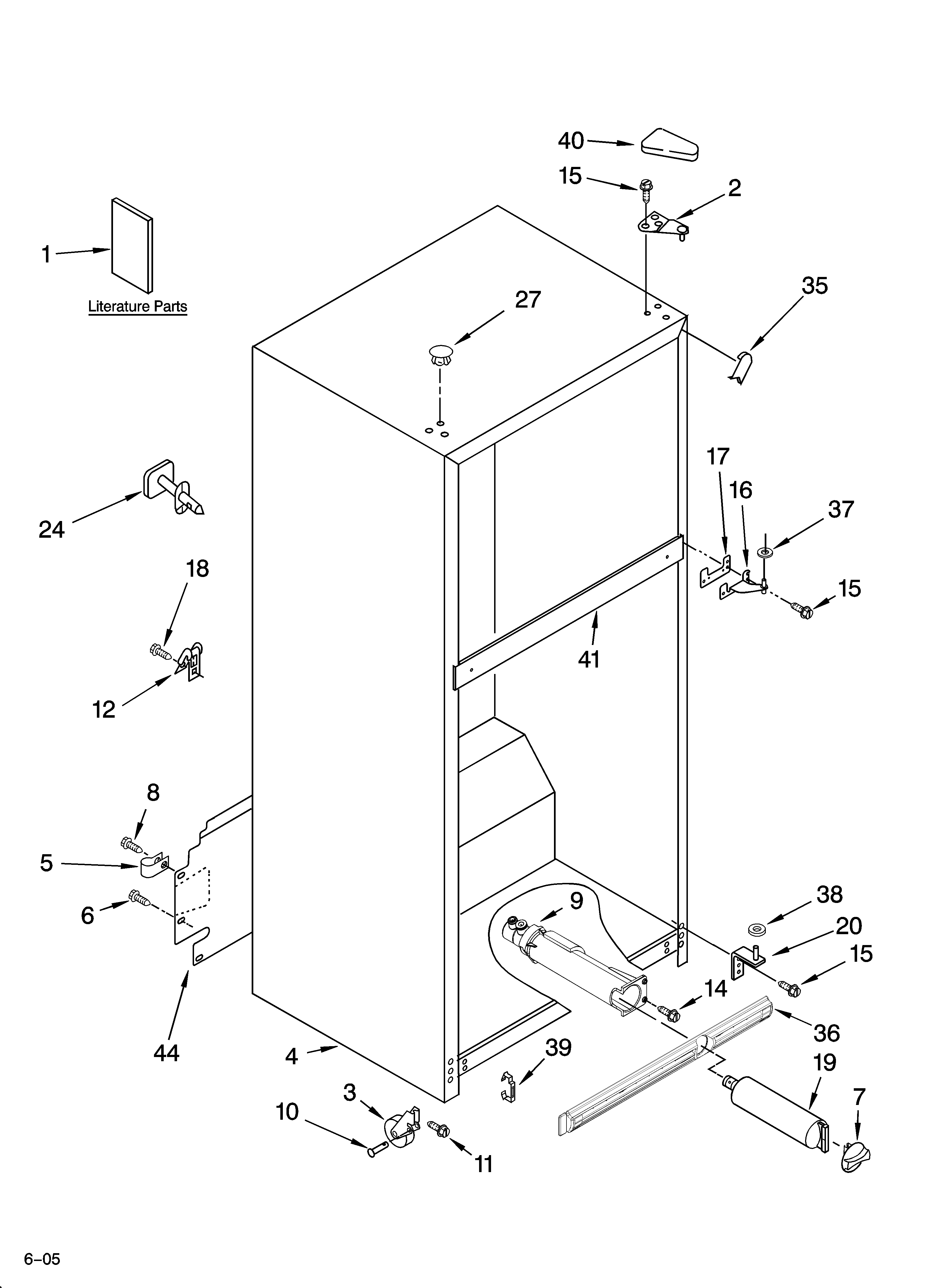 Whirlpool ET1FHTXMT03 cabinet parts diagram