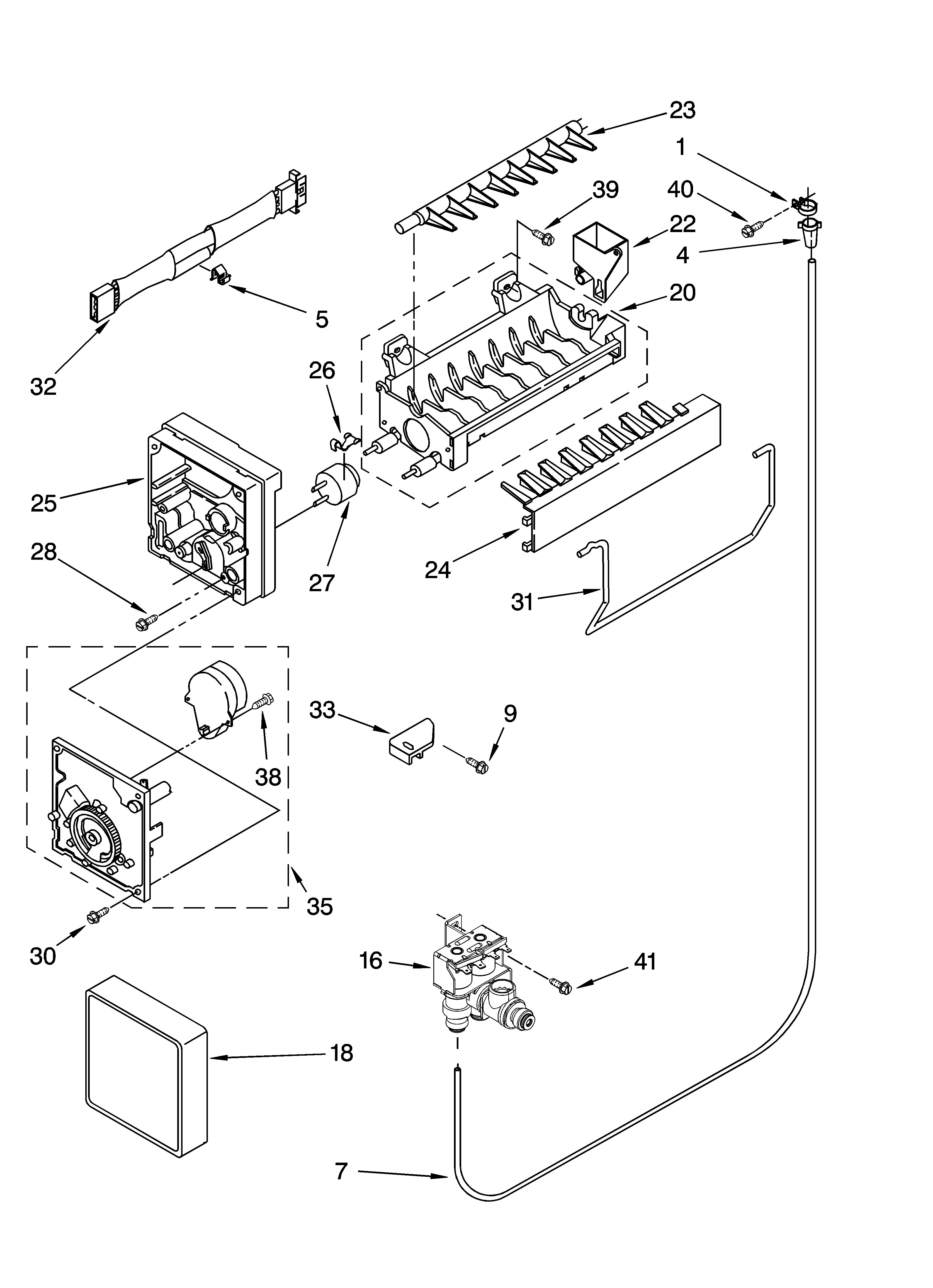 Whirlpool ET1FHTXMT03 icemaker parts diagram