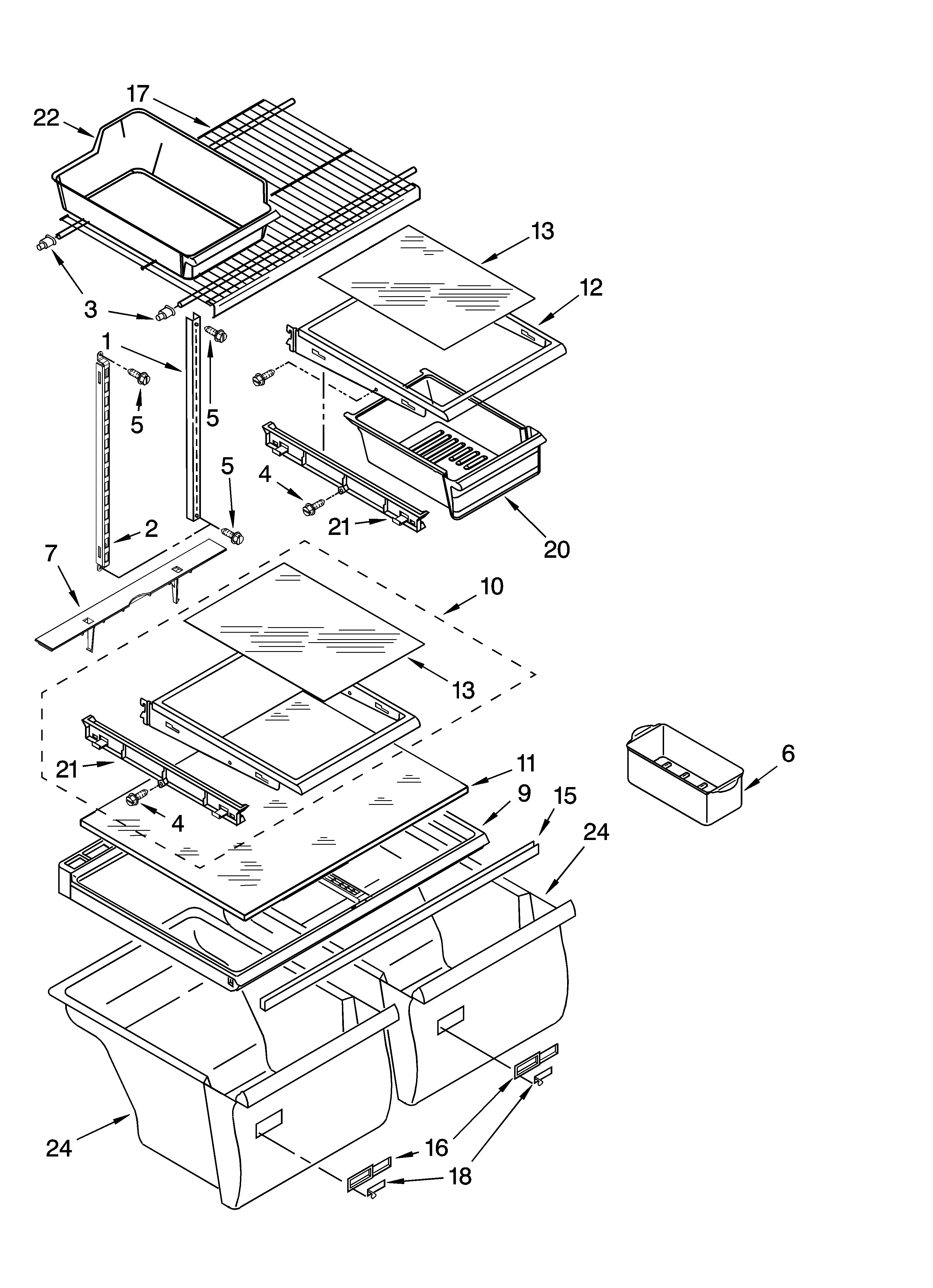 Whirlpool ET1FHTXMT03 shelf parts diagram