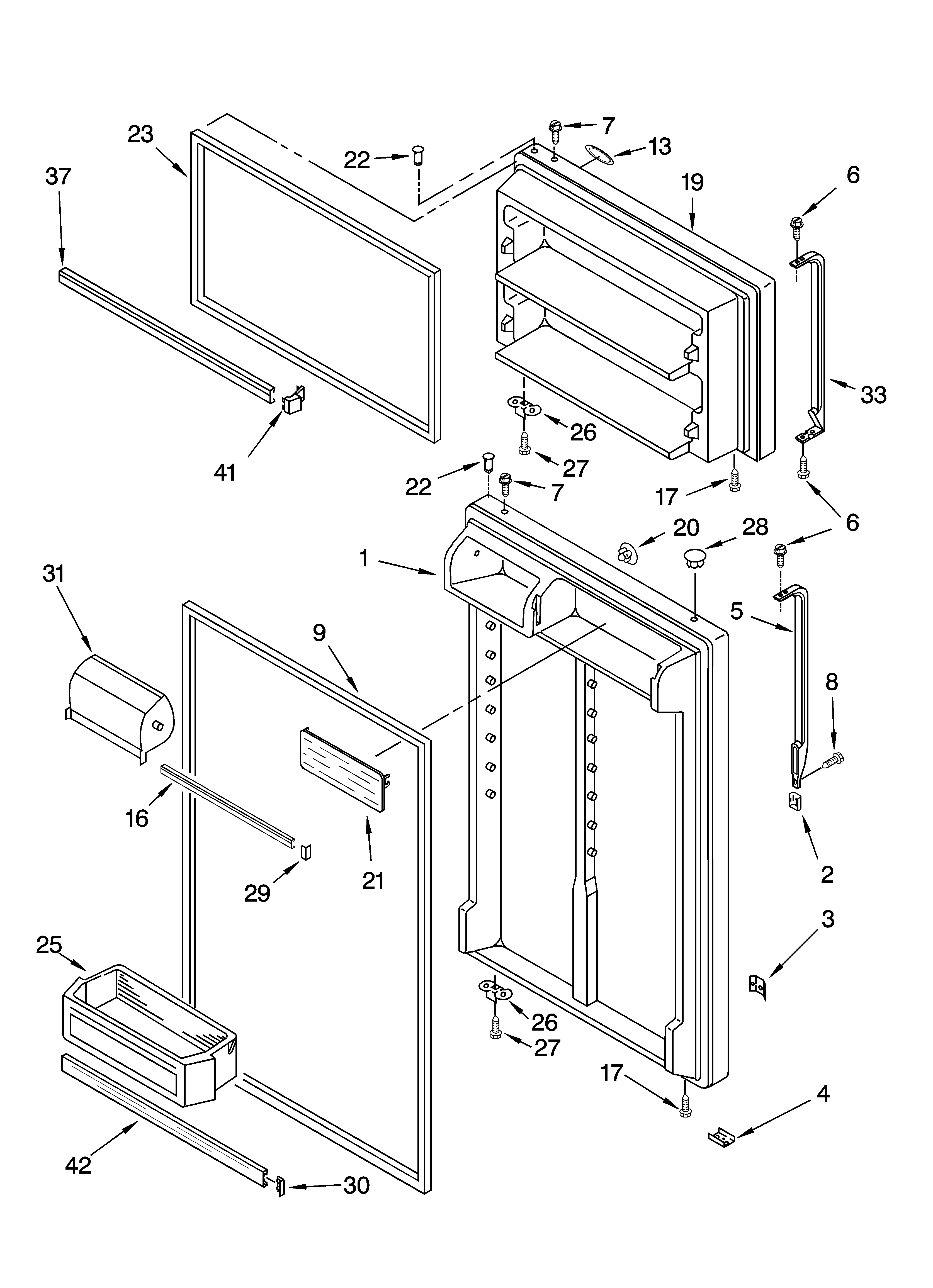 Whirlpool ET1FTEXMQ03 door parts diagram