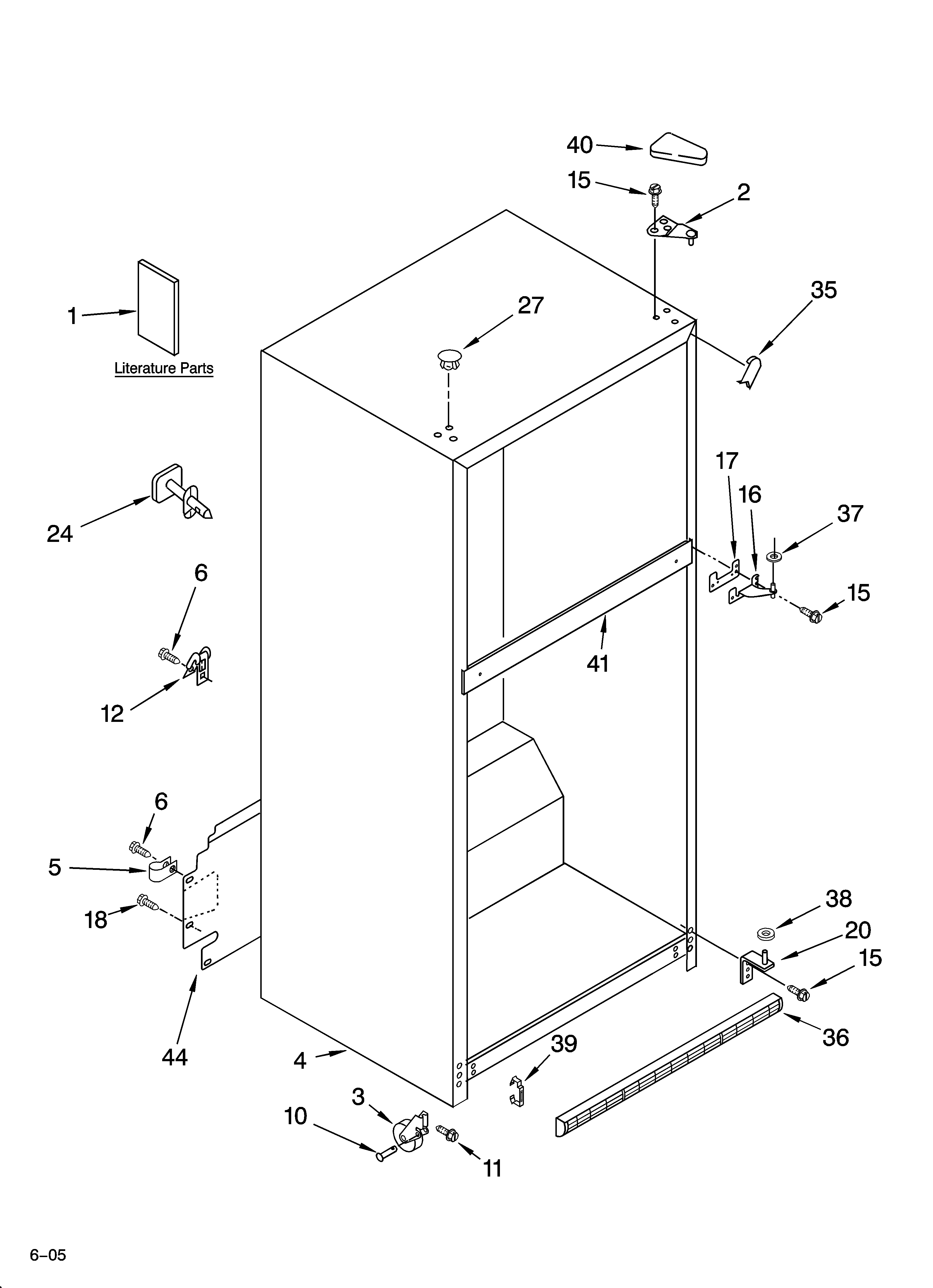Whirlpool ET1MHEXRB00 cabinet parts diagram