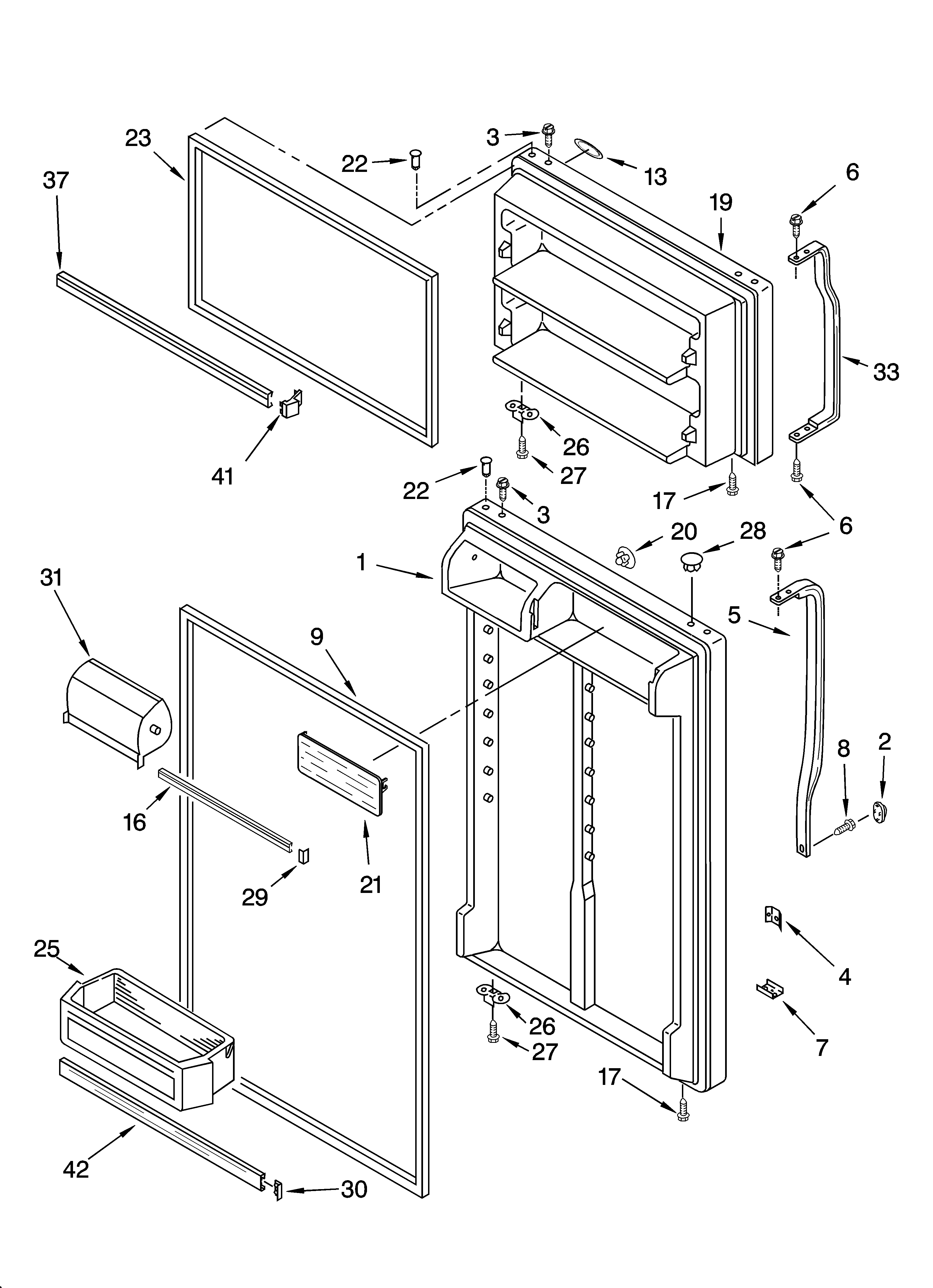 Whirlpool ET1MHEXRB00 door parts diagram