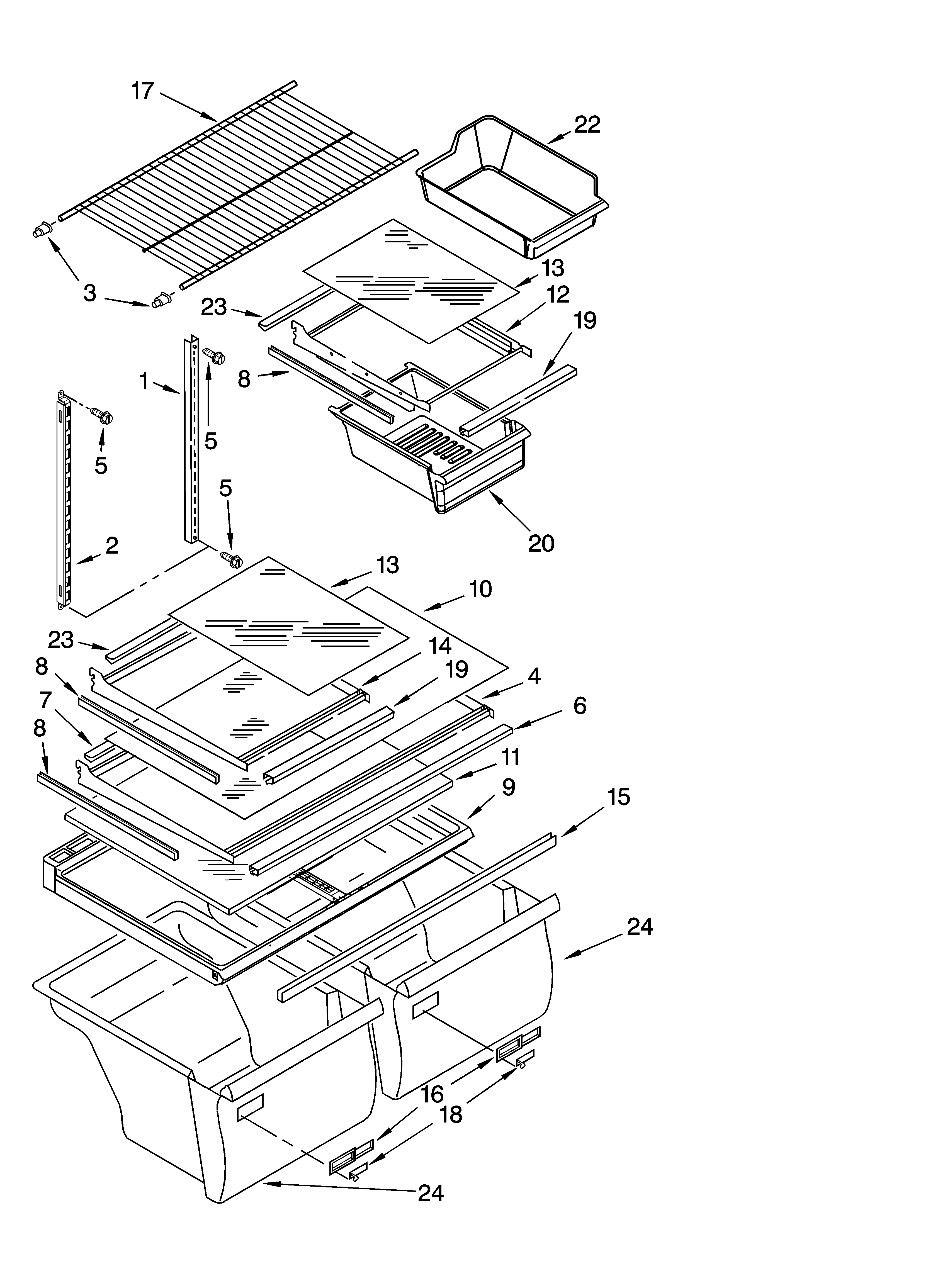 Whirlpool ET1MHEXRB00 shelf parts, optional parts diagram