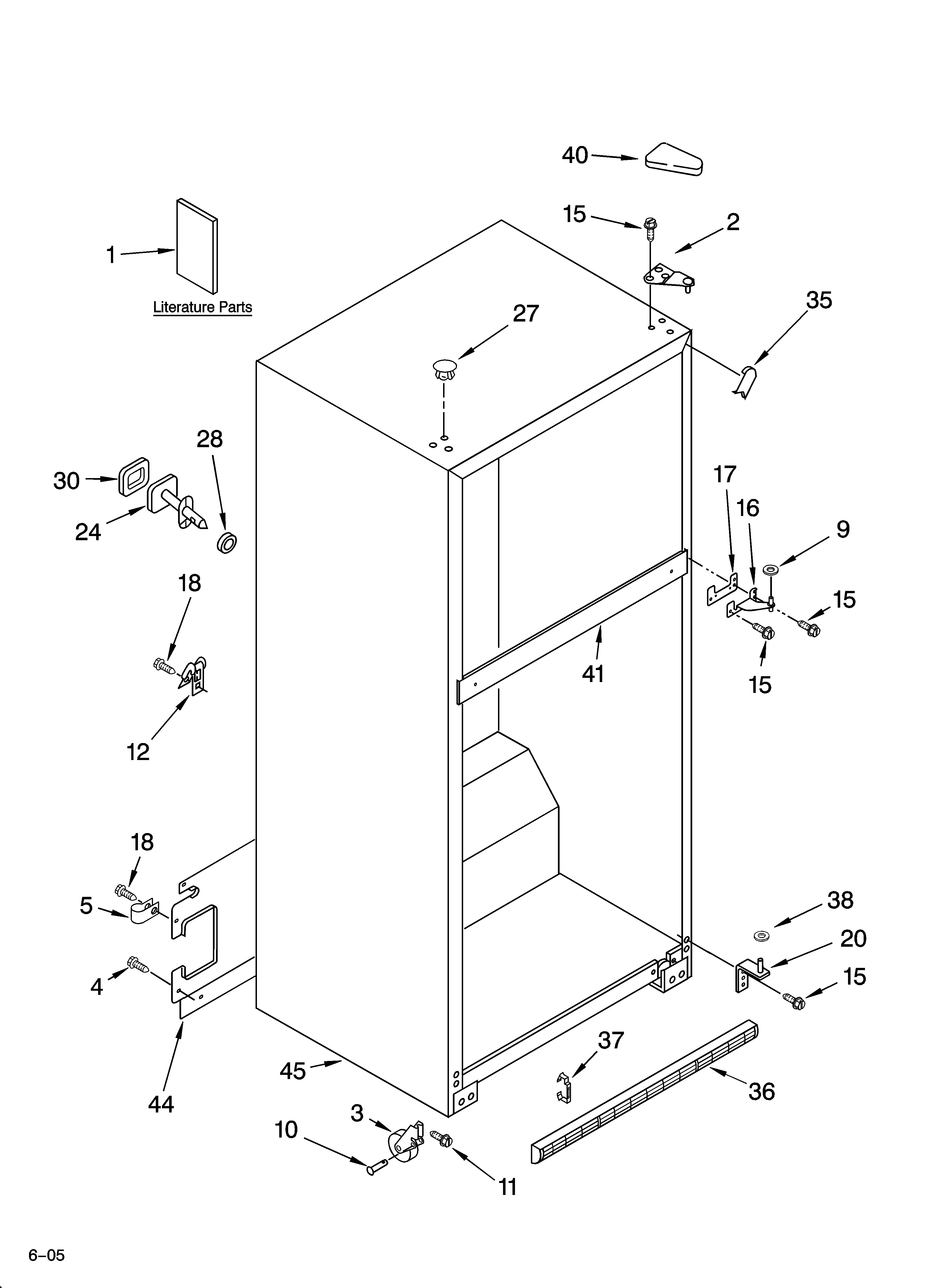 Whirlpool ET1PHKXPT02 cabinet parts diagram