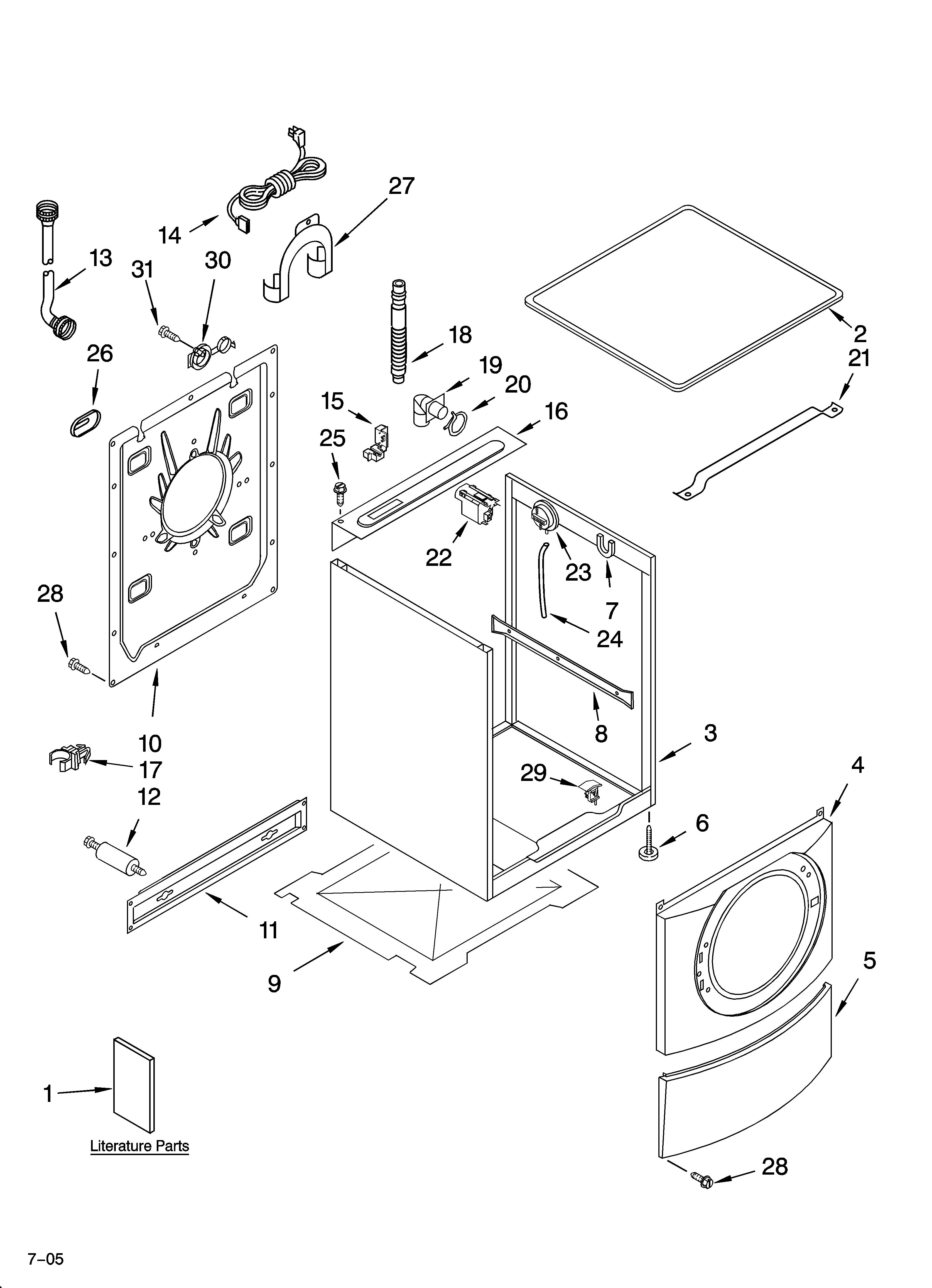 Whirlpool GHW9400PW0 top and cabinet parts diagram
