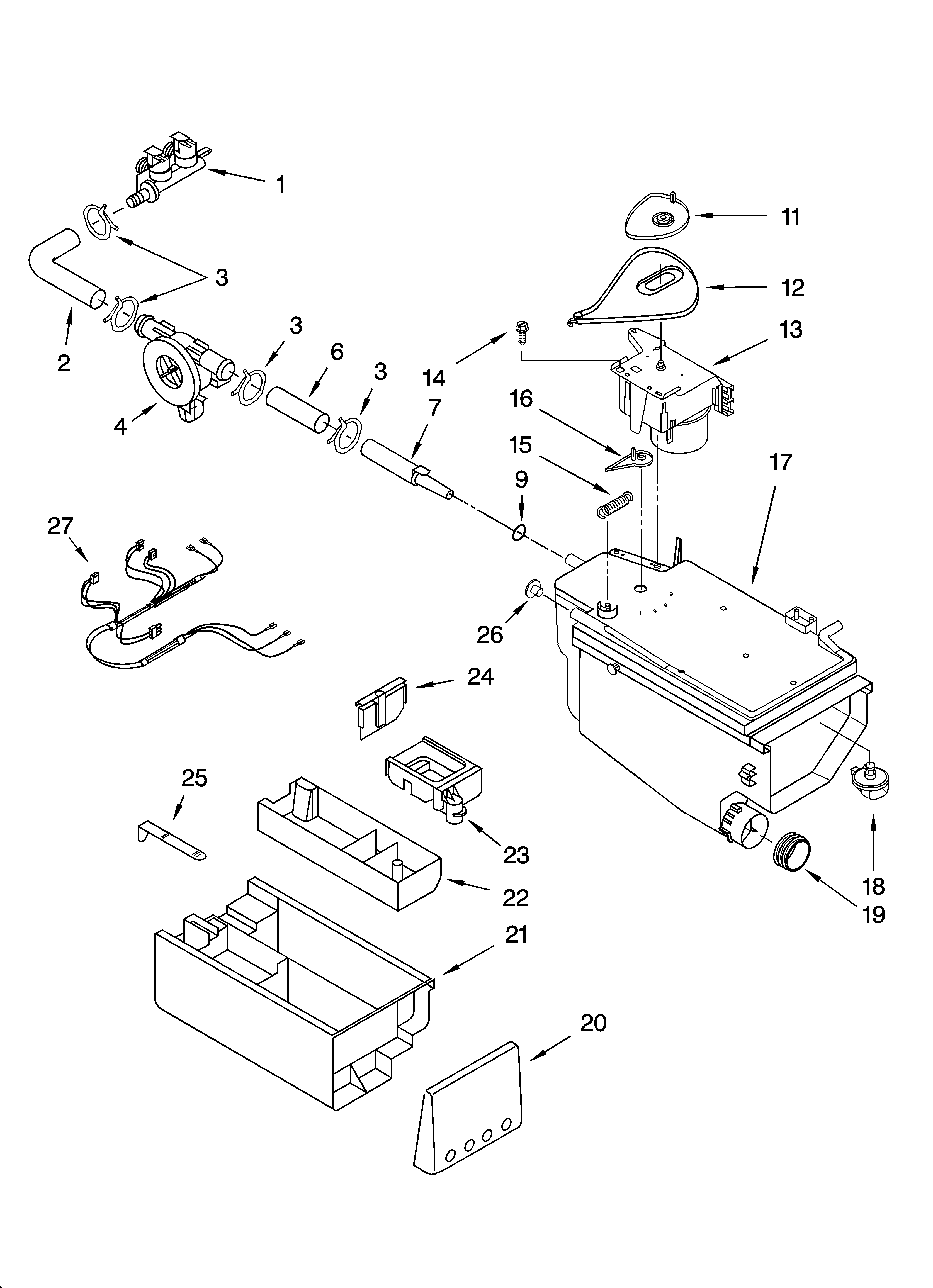 Whirlpool GHW9400PW0 dispenser parts diagram