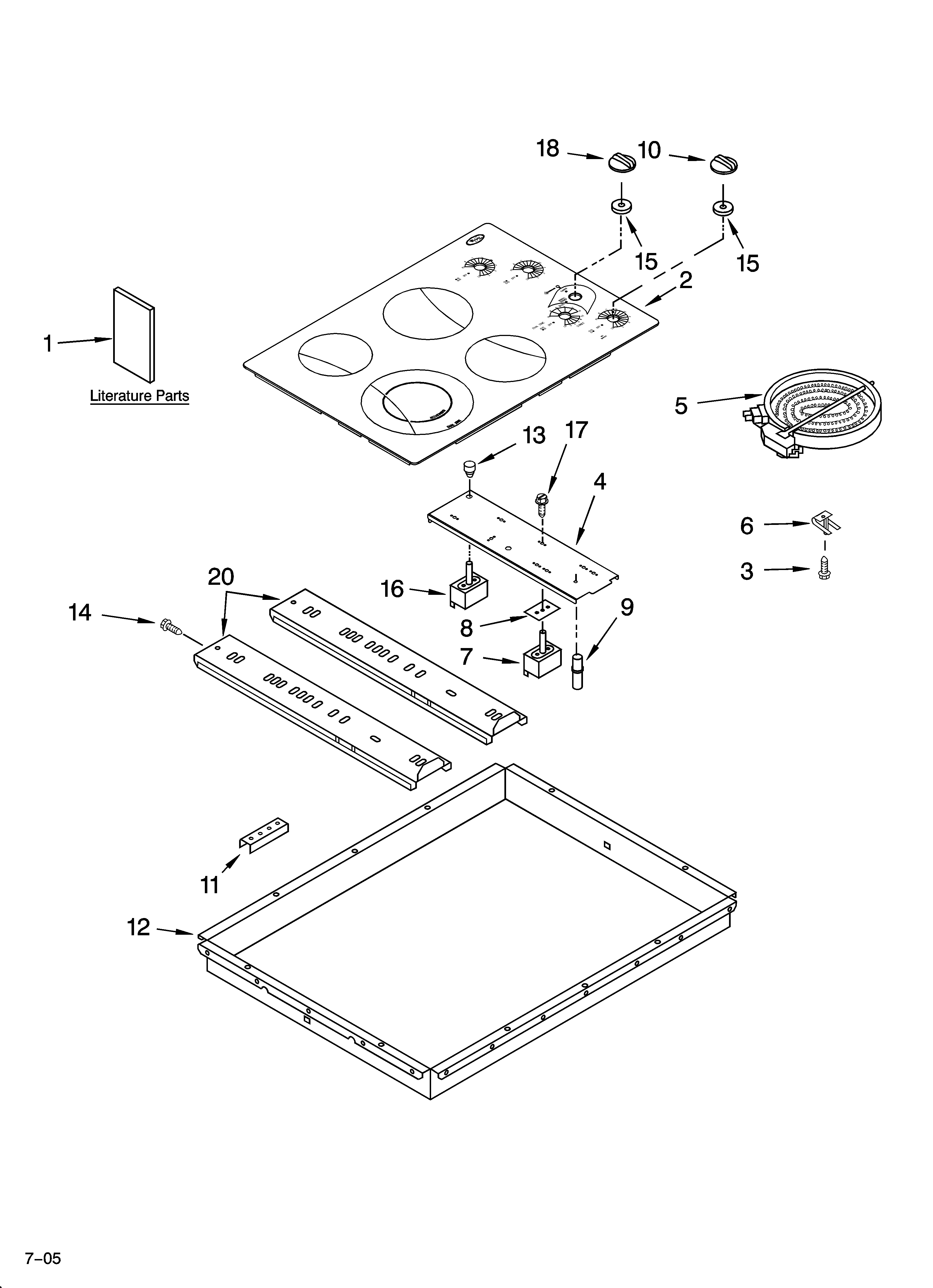 Whirlpool GJC3634LT02 cooktop parts, optional parts diagram
