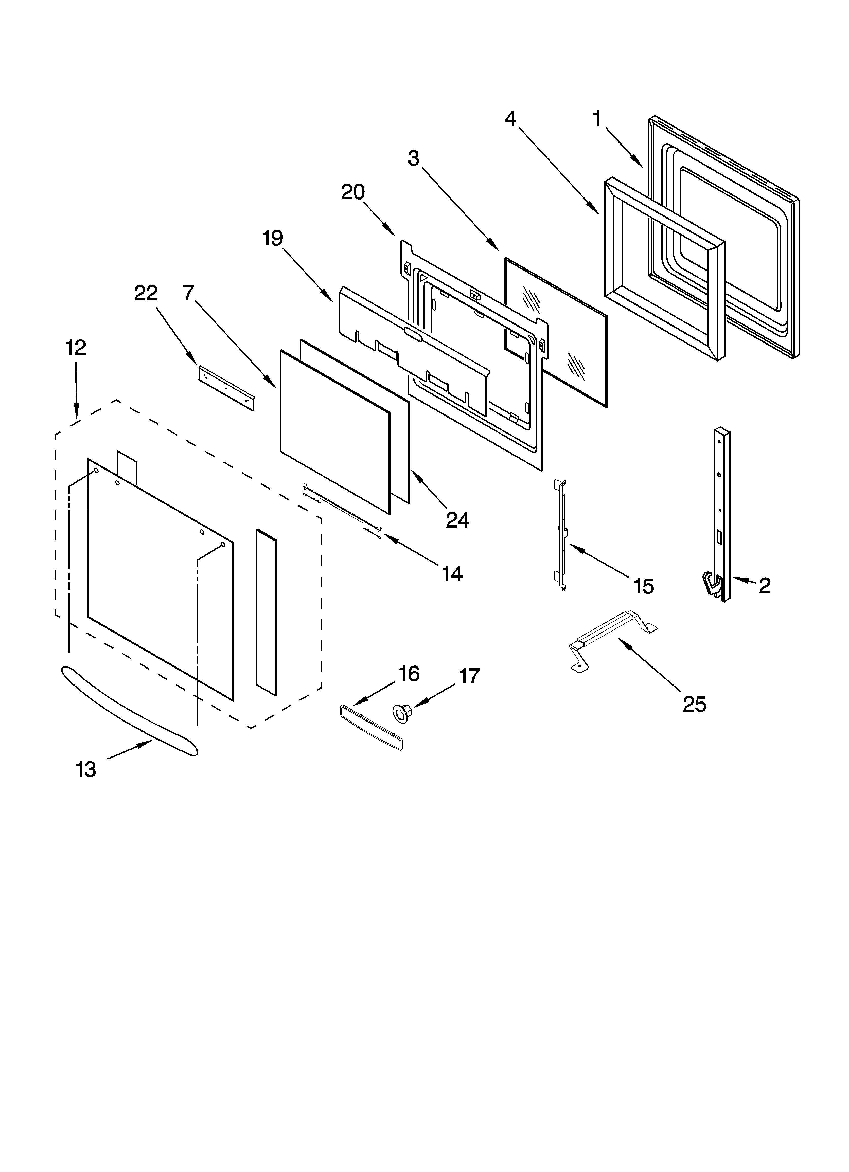KitchenAid KEBV107PMT00 oven door parts diagram
