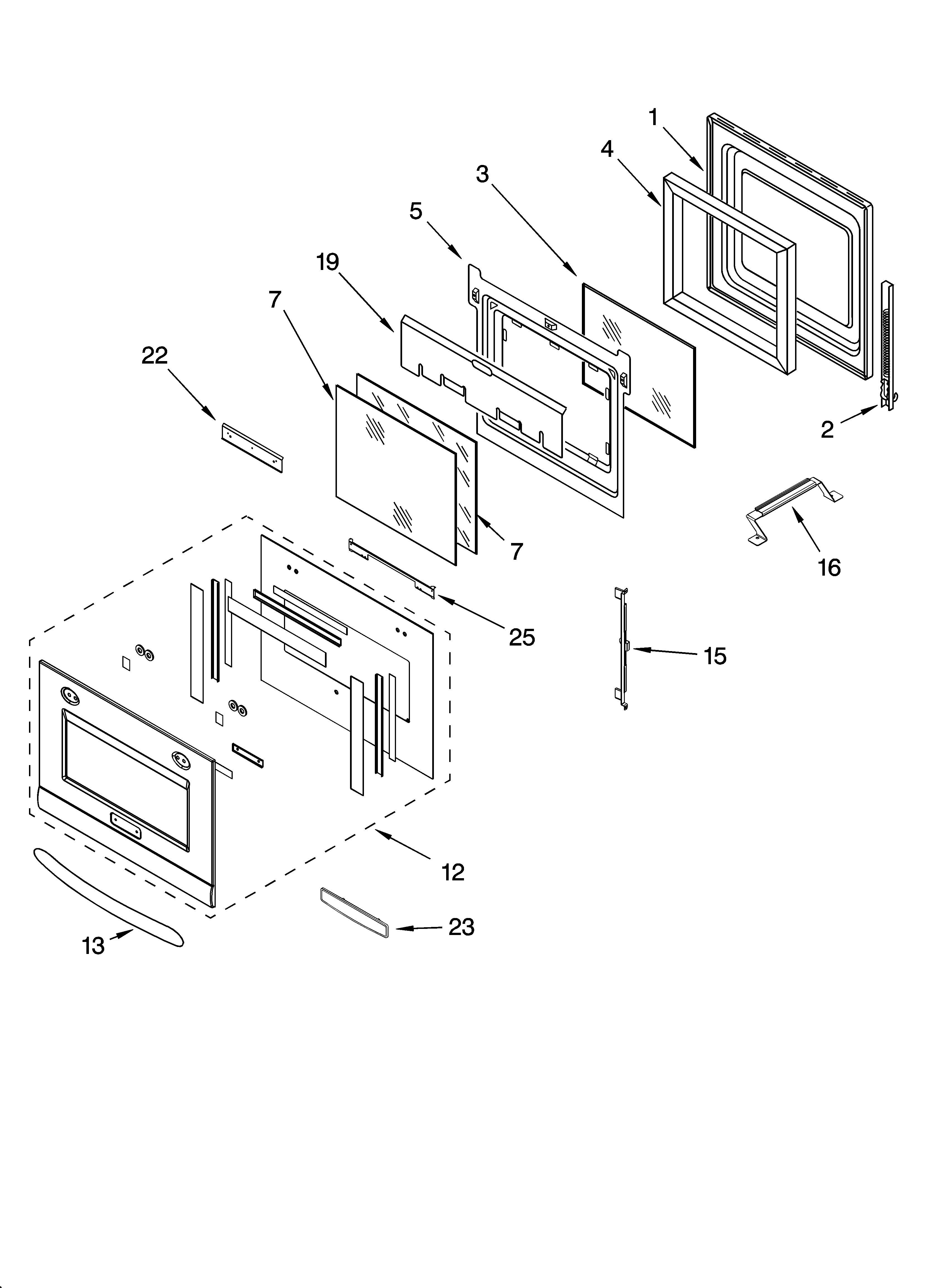 KitchenAid KEBV208MSS02 oven door parts diagram