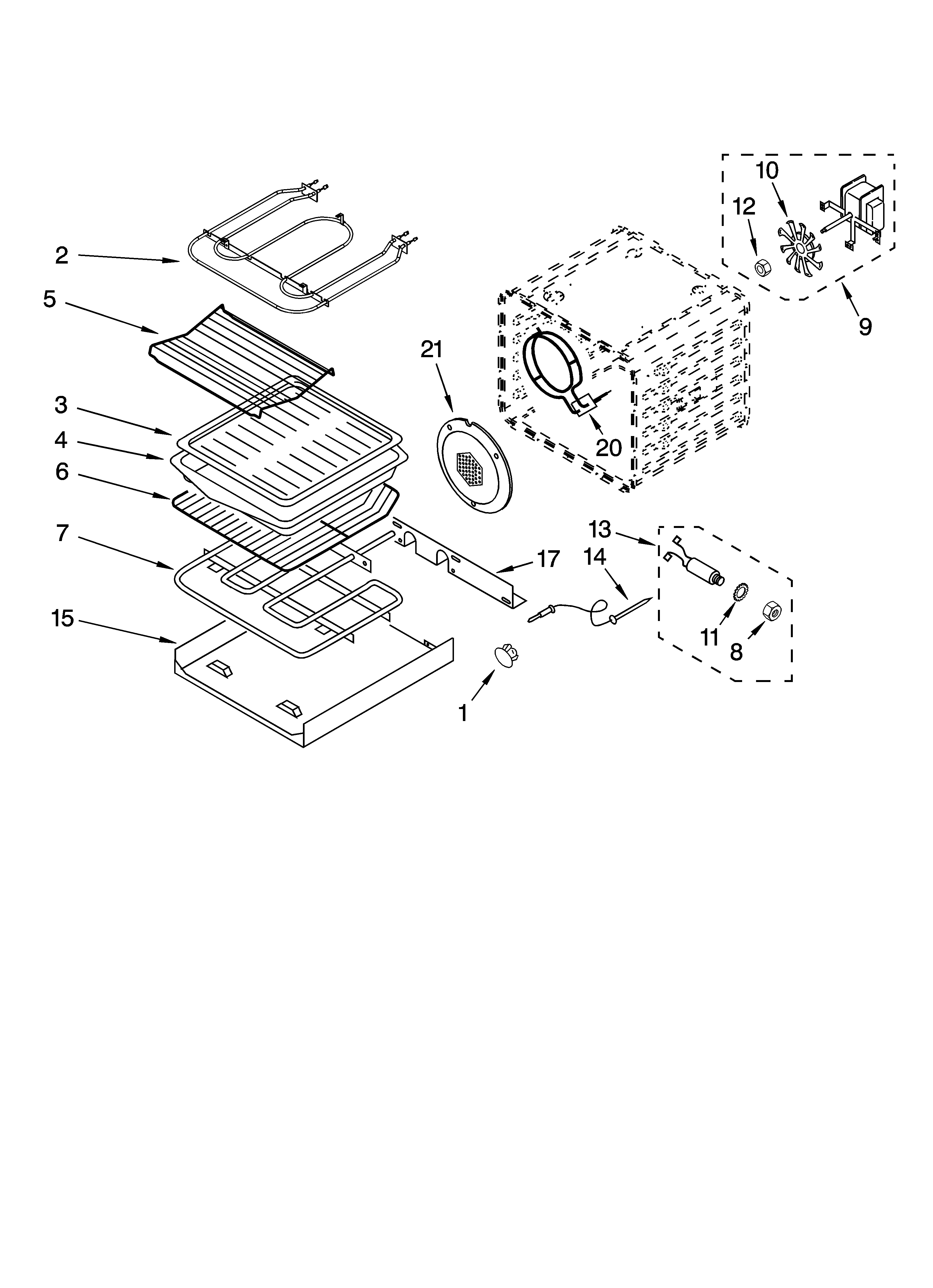 KitchenAid KEBV208MSS02 internal oven parts diagram