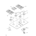 KitchenAid KGCC506RWW00 cooktop, burner and grate parts diagram