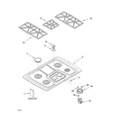 KitchenAid KGCS105GSS07 cooktop, burner and grate parts diagram