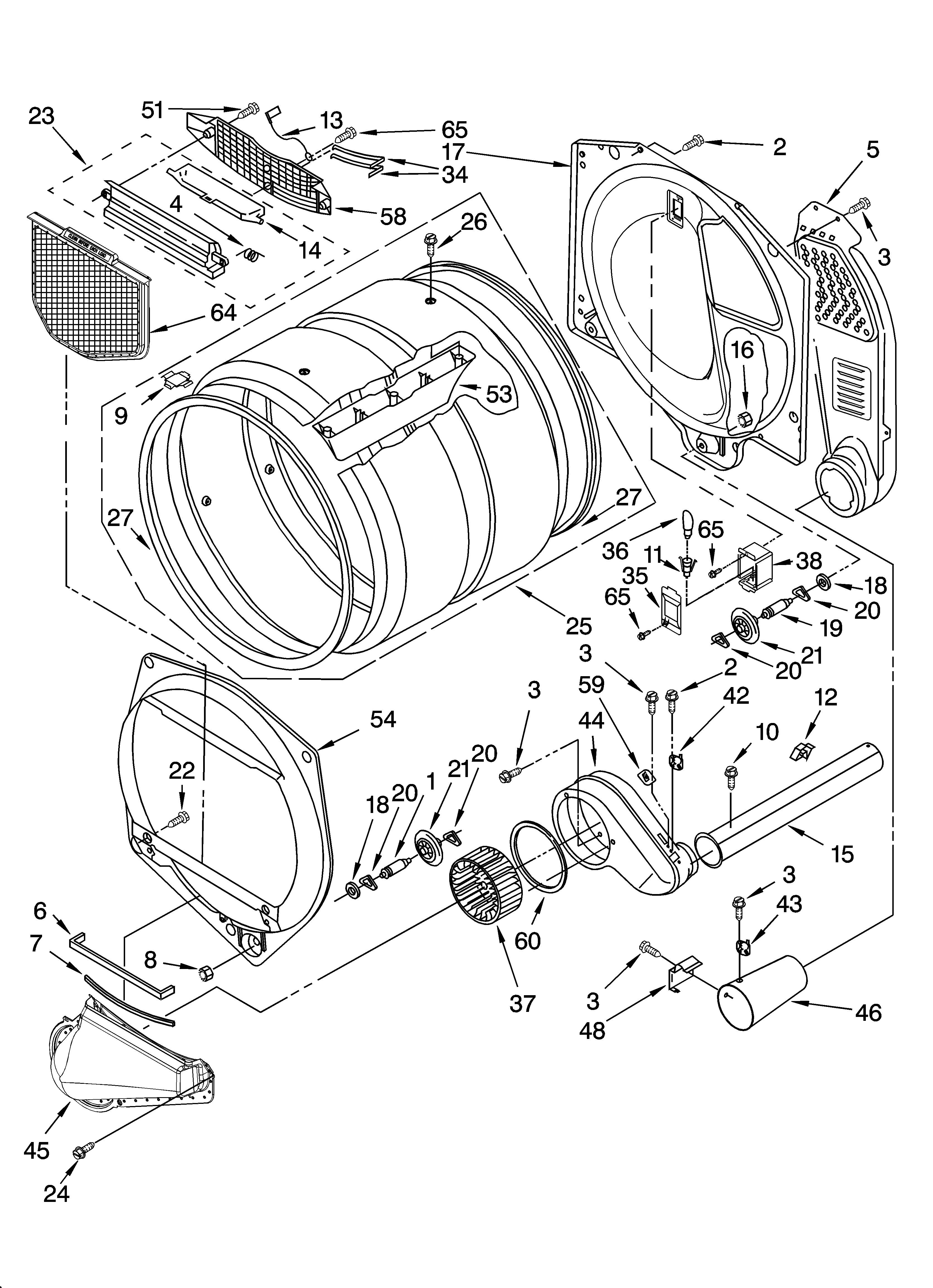 Whirlpool LGQ8611PG2 bulkhead parts diagram