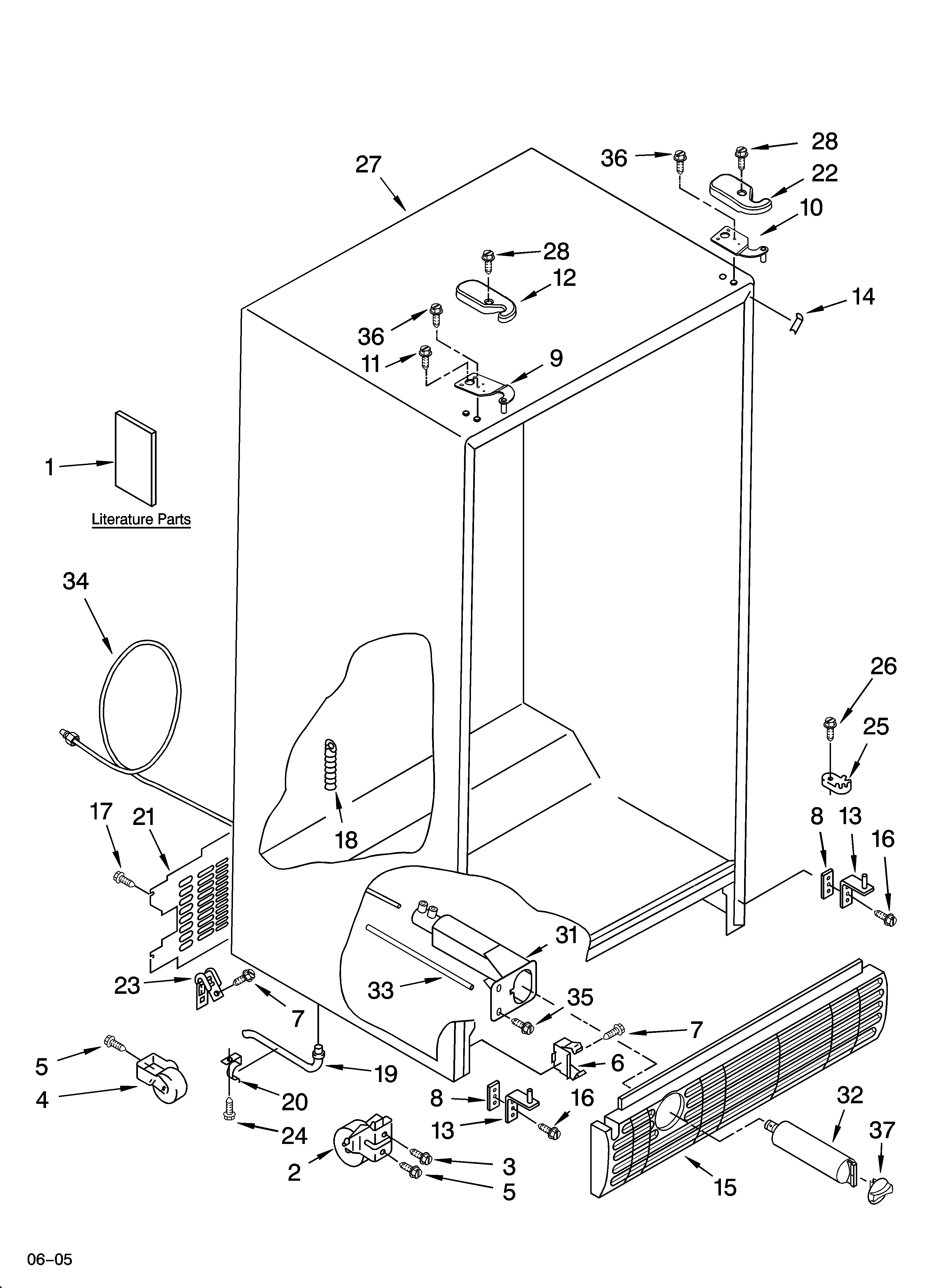 Roper RS25AGXNQ01 cabinet parts diagram