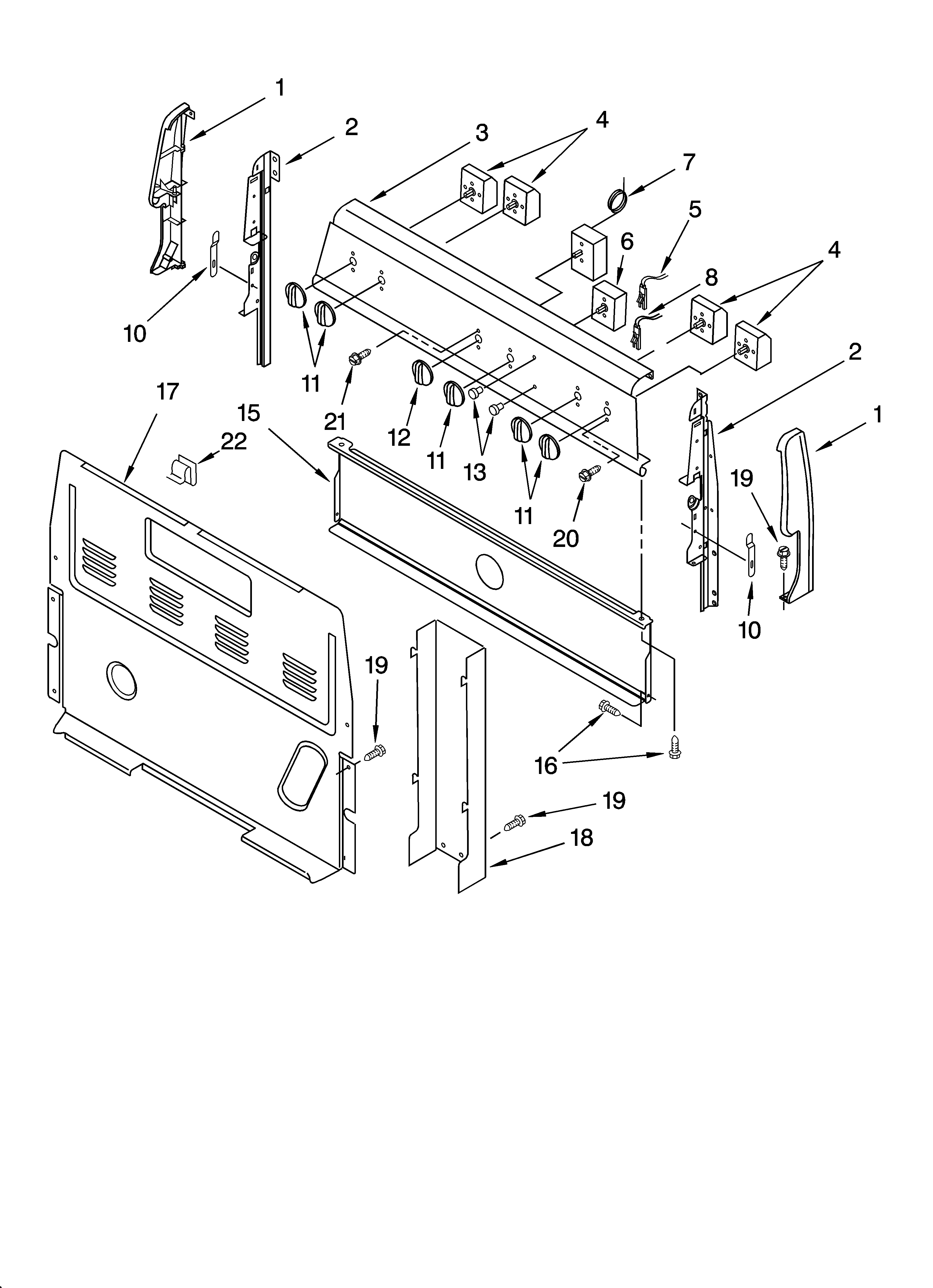 Estate TEP315RV0 control panel parts diagram