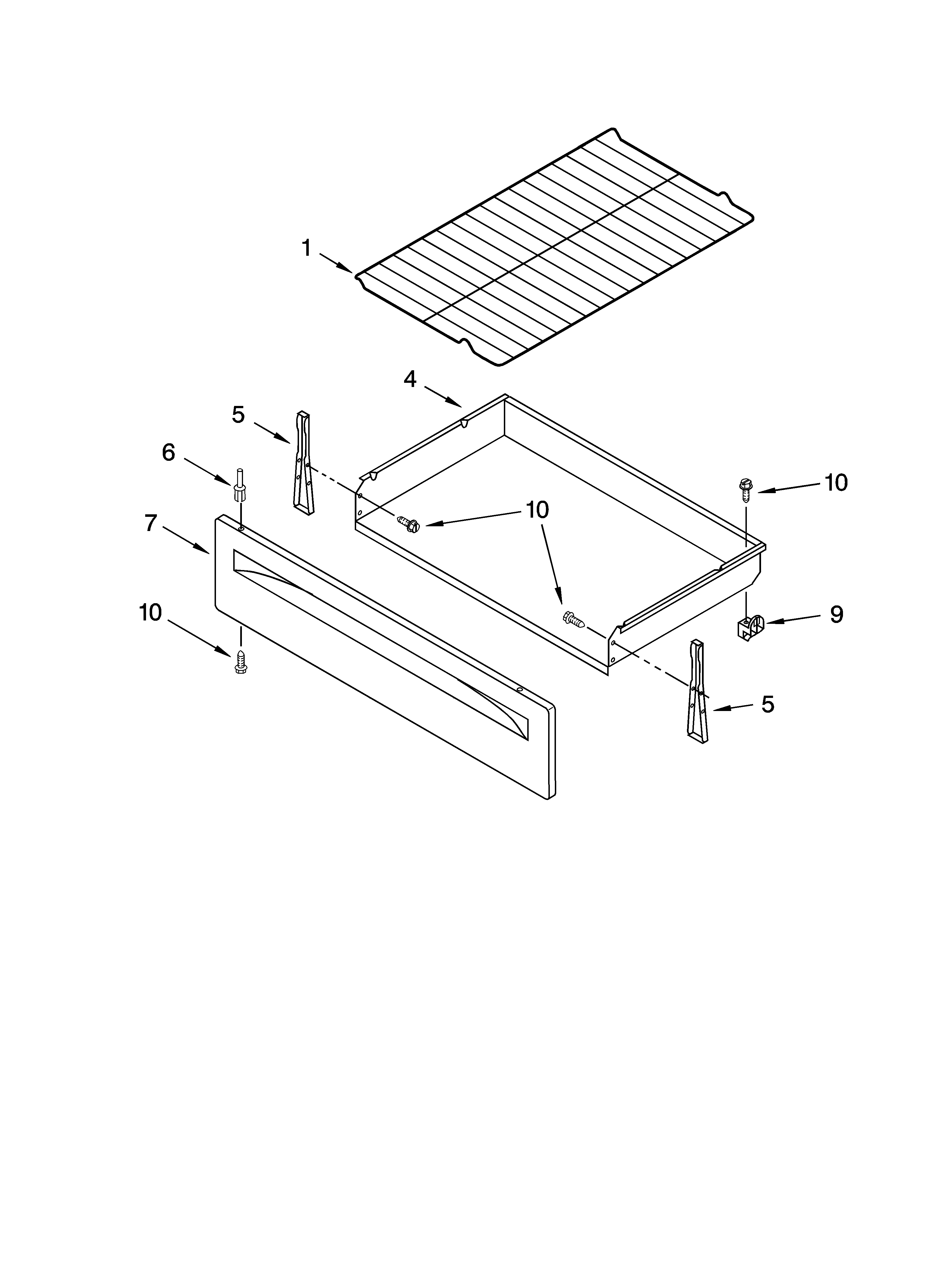 Estate TEP315RV0 drawer & broiler parts diagram