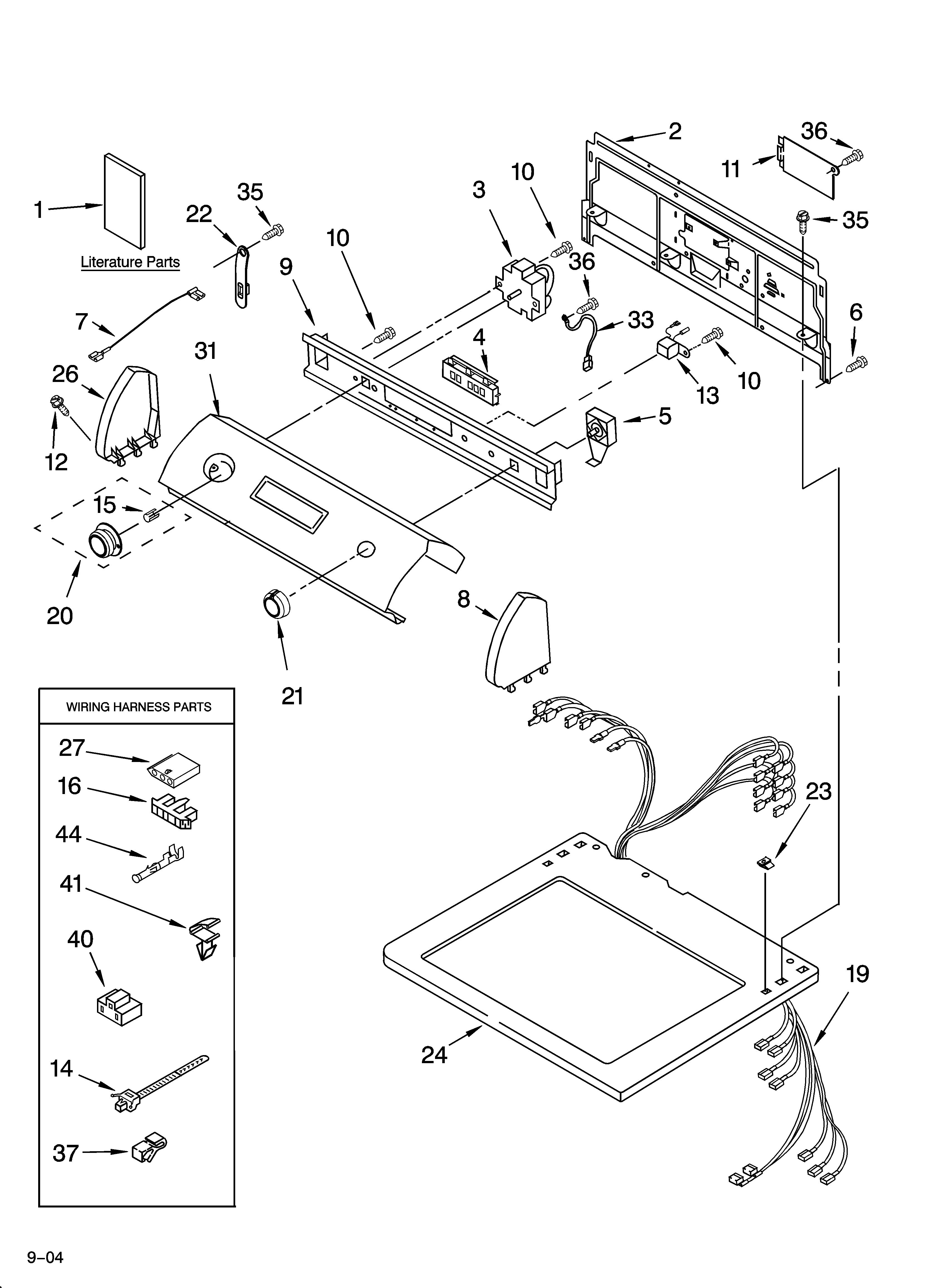 Whirlpool 3RLEC8646KQ4 top and console parts diagram