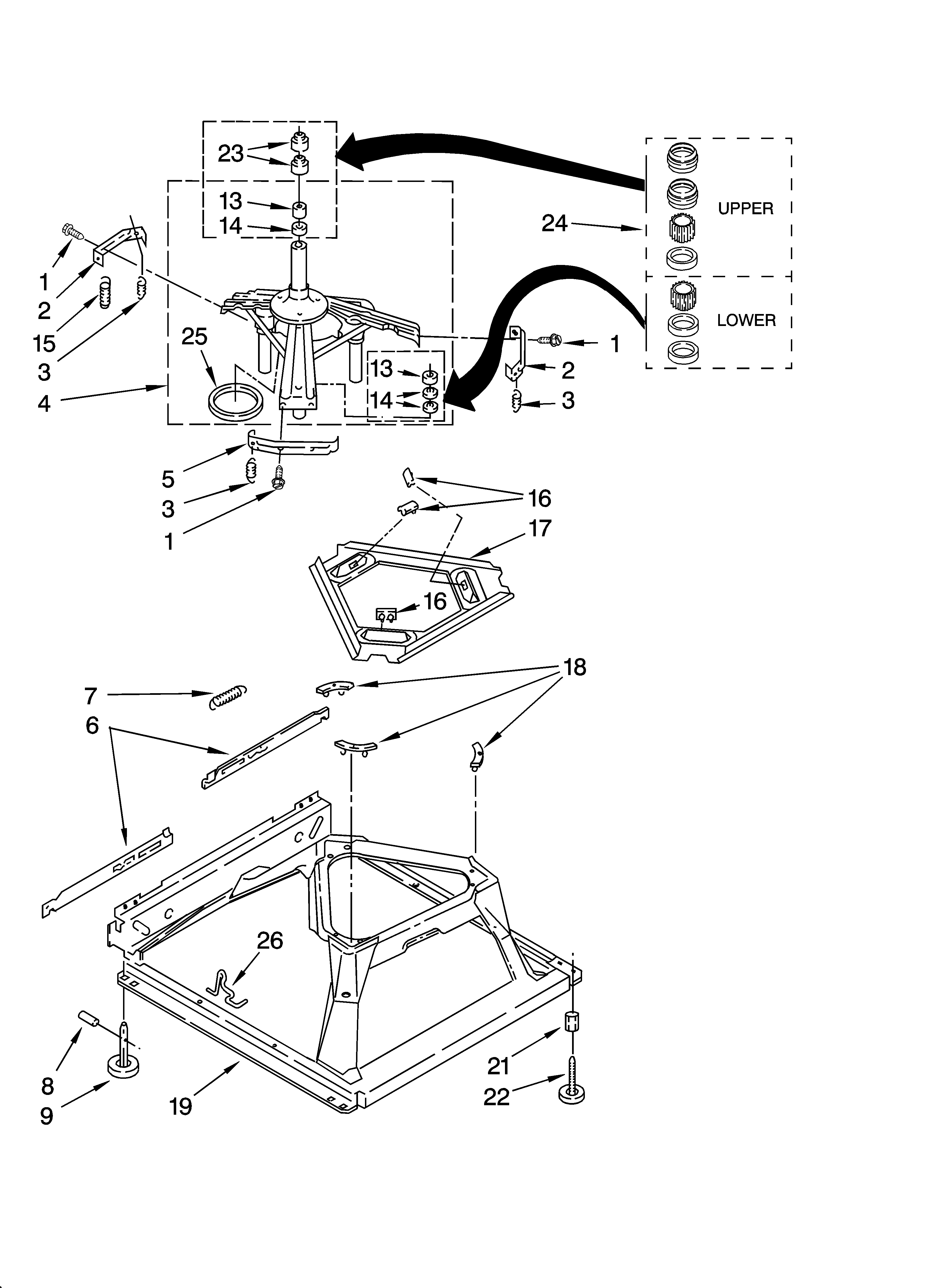 Whirlpool 7MLSR6132PQ1 machine base parts diagram