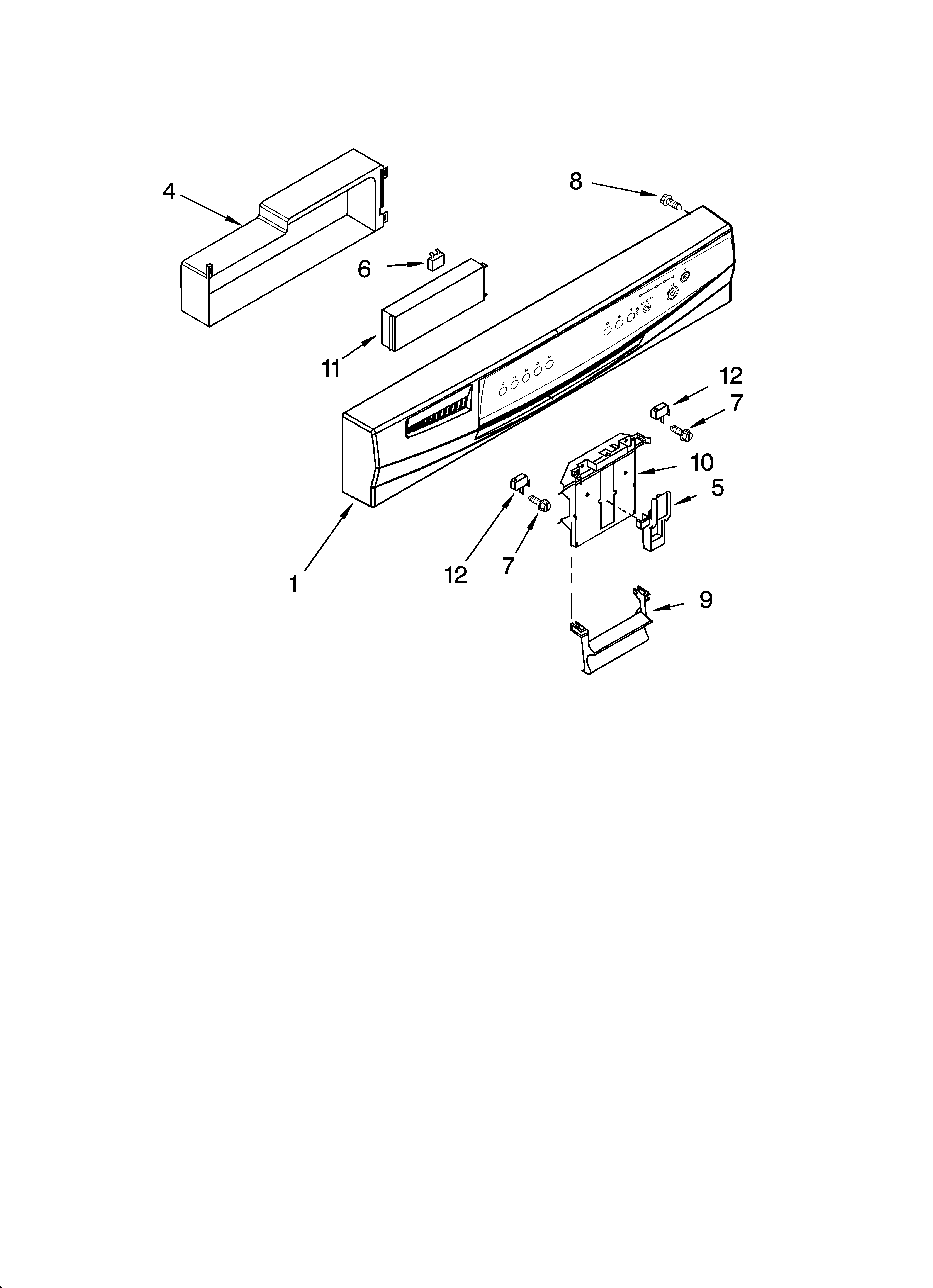 Whirlpool DU1101XTPS6 control panel parts diagram
