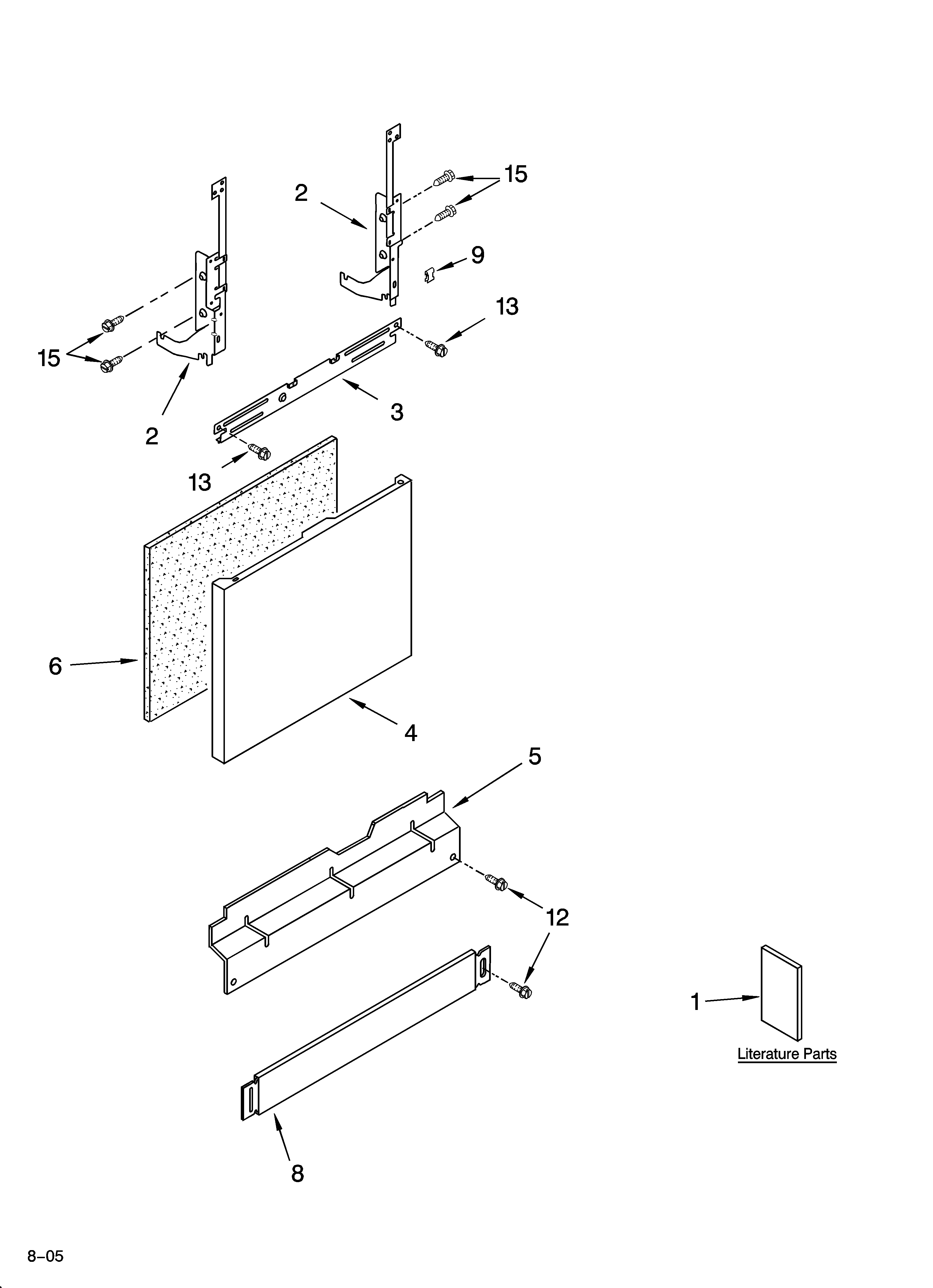 Whirlpool DU1145XTPB6 door and panel parts diagram