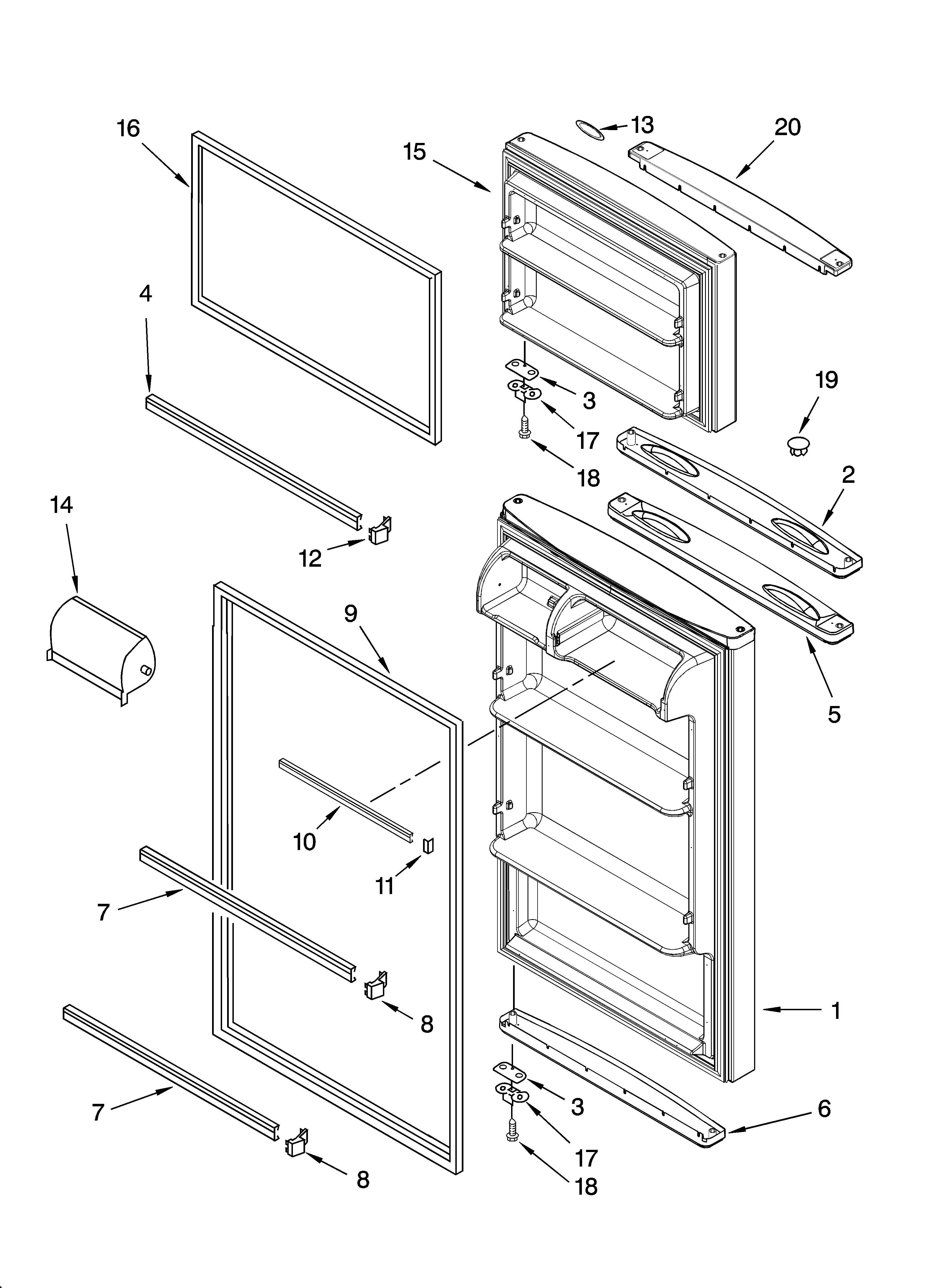 Whirlpool ER8AHMXRQ00 door parts diagram