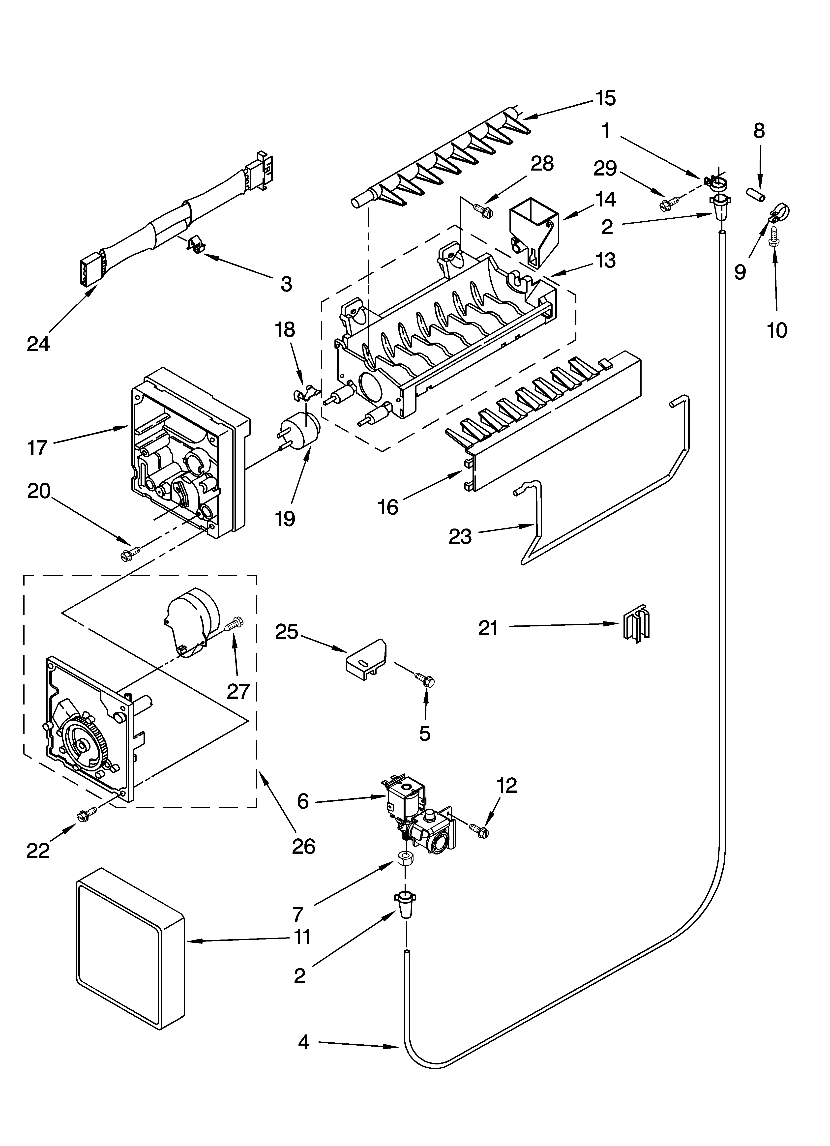 Whirlpool ER8AHMXRQ00 icemaker parts diagram