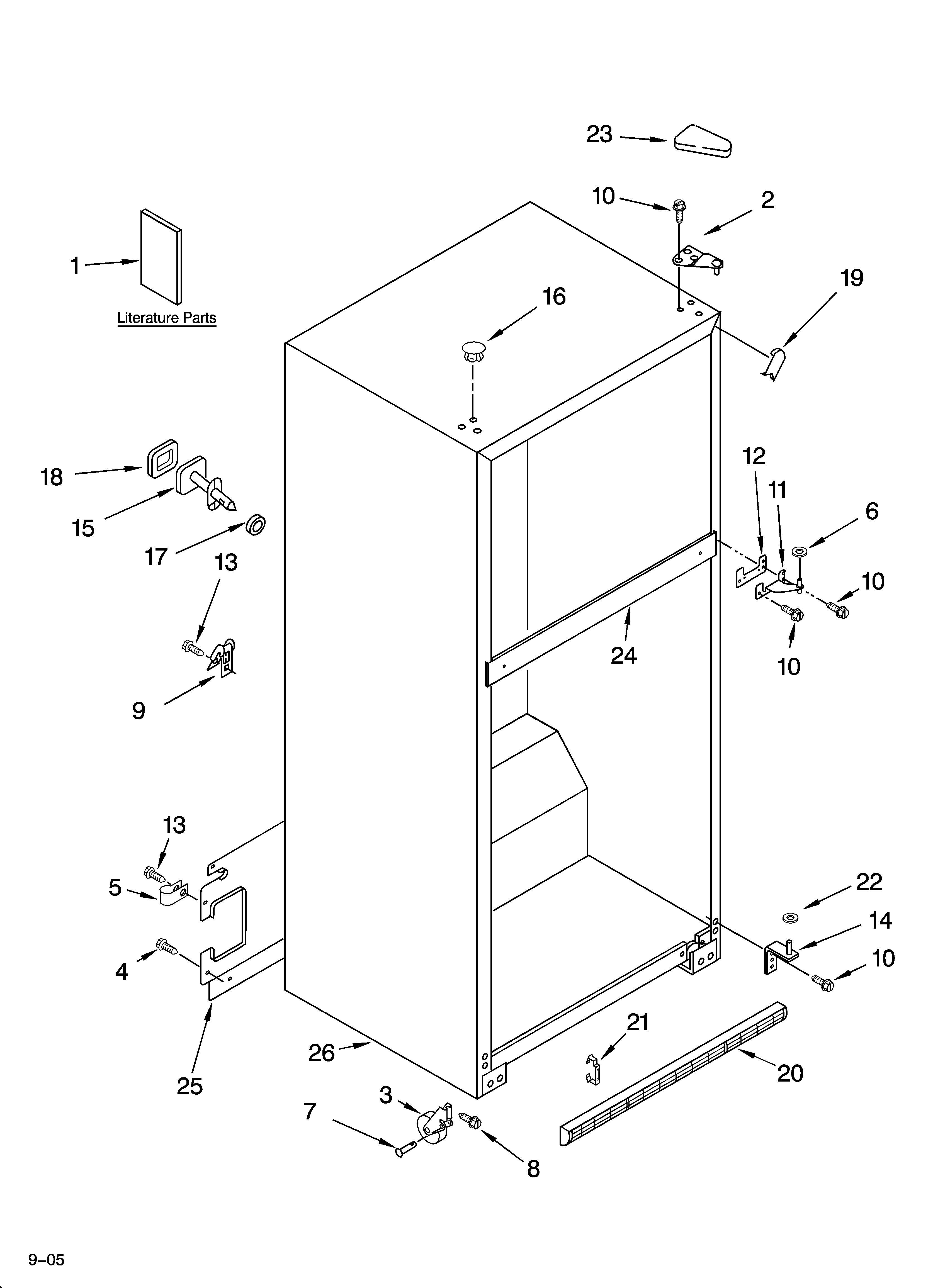 Whirlpool ET1MHMXRQ00 cabinet parts diagram