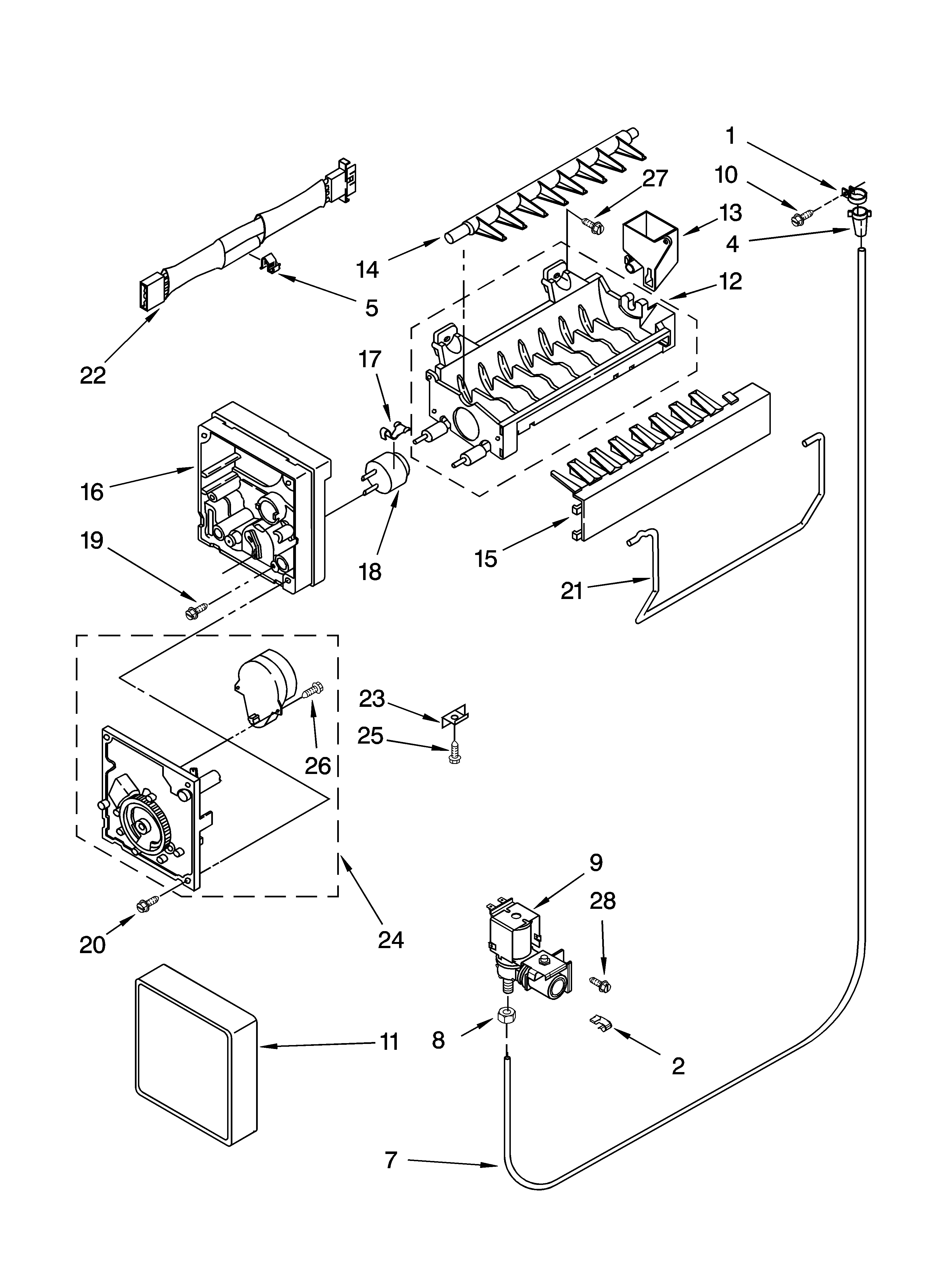 Whirlpool ET1MHMXRQ00 icemaker parts diagram
